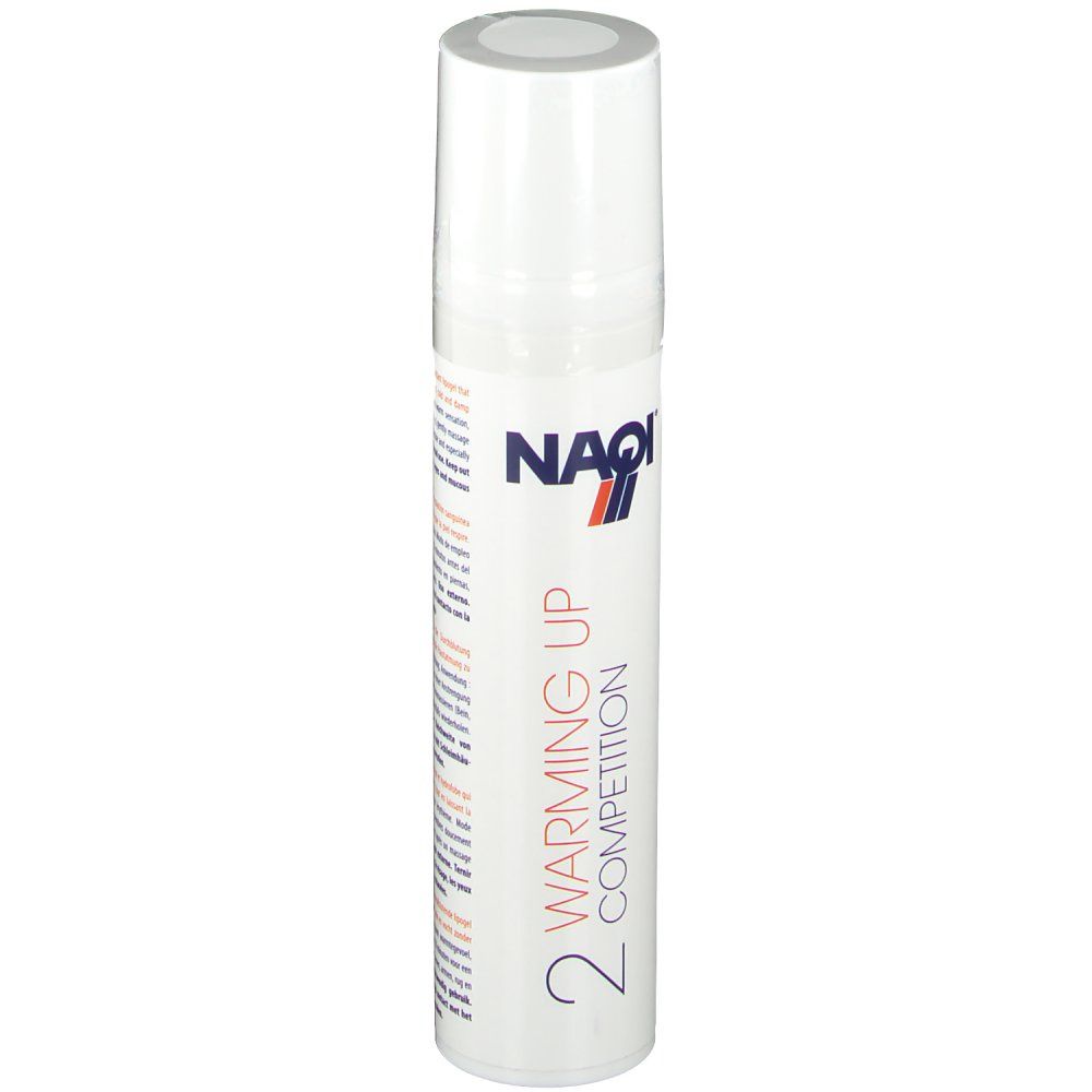 Weißes Produkt mit NAQI-Logo und Aufschrift "Warming Up Competition 2".