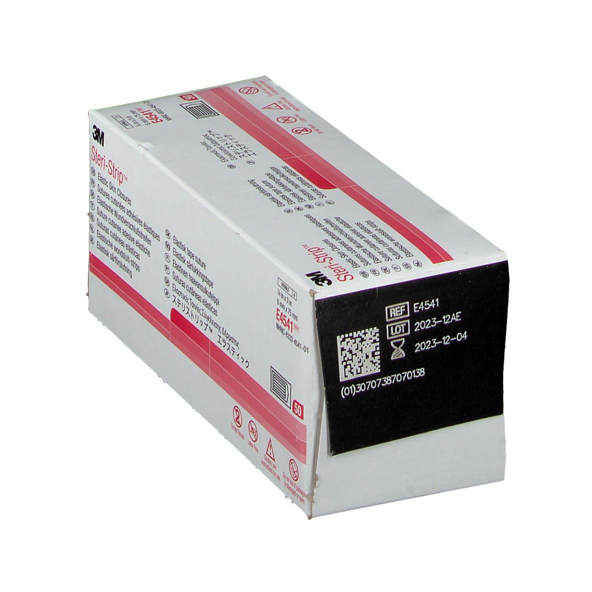 Boîte 3M Steri-Strip. Contient des sutures cutanées adhésives élastiques. Dimensions : 6 mm x 75 mm. 50 unités. Informations produit.