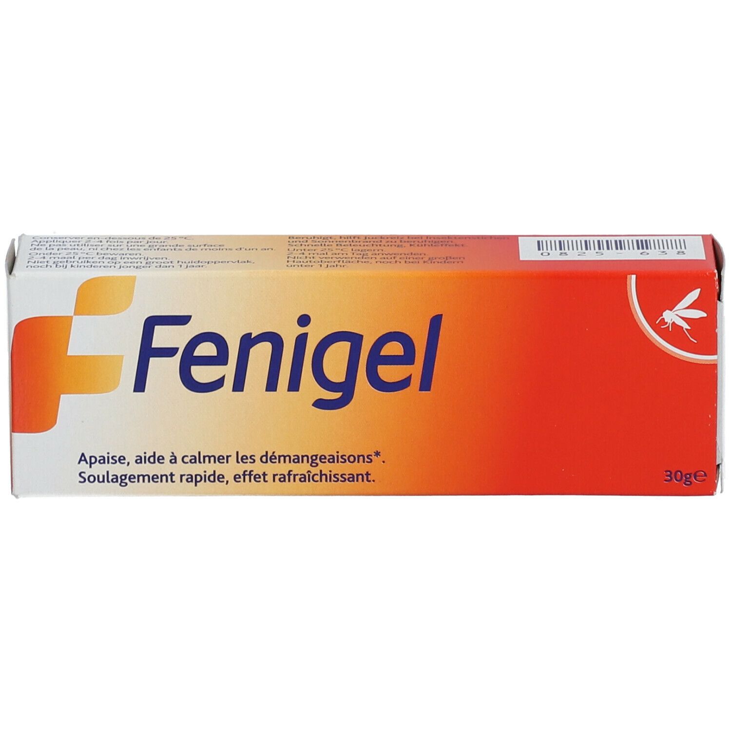 Seite der Schachtel Fenigel. Text und Informationen.