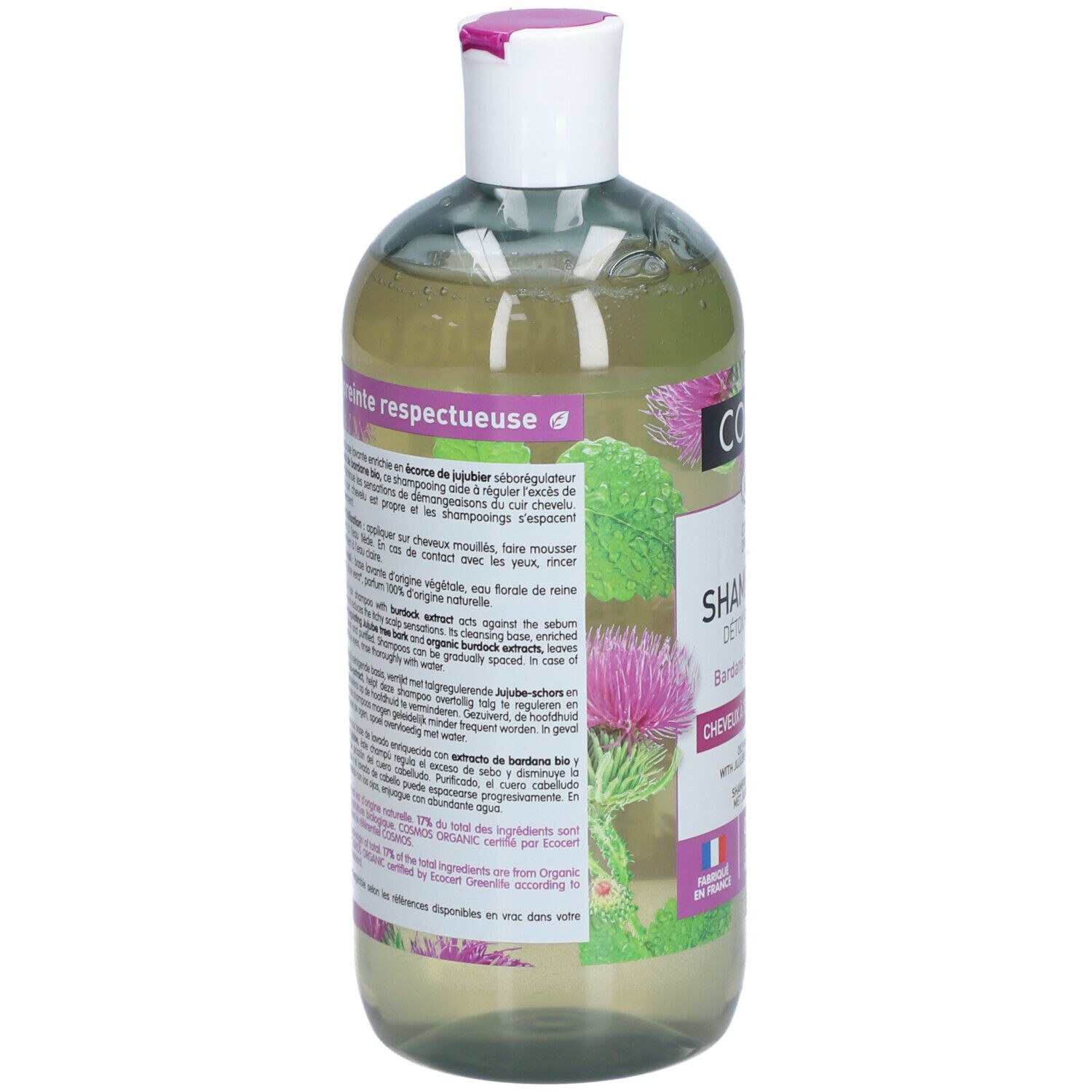 Coslys Shampoing Bio Détox Fraîcheur Cheveux À Tendance Grasse Bardane Et Jujubier