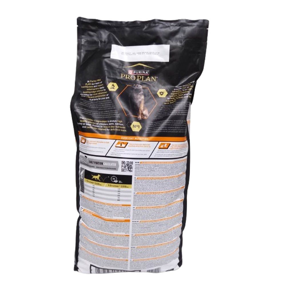 Rückseite des schwarzen Beutels. Text und Grafiken mit Produktinformationen und Nährwertangaben.