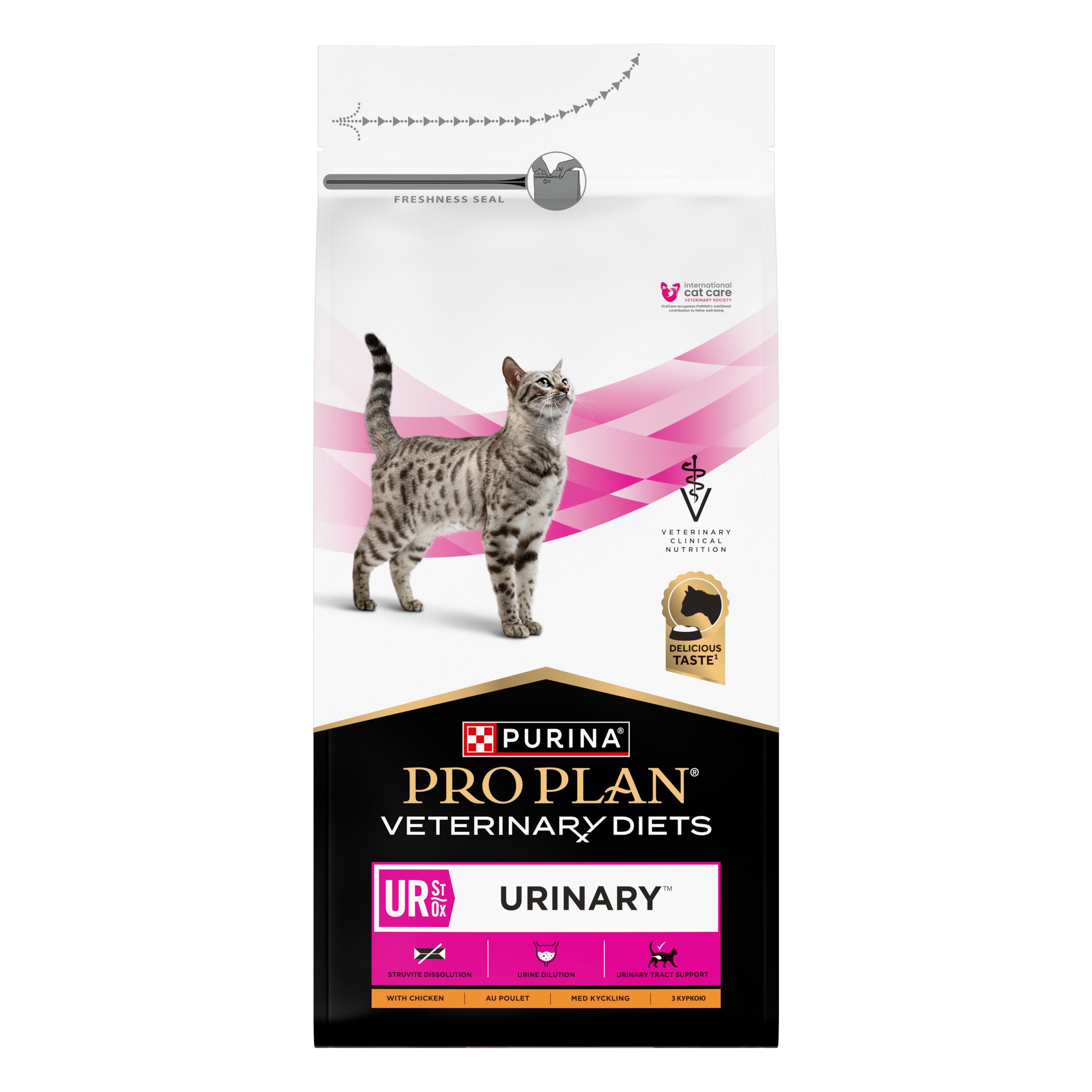 Sac de nourriture sèche pour chats. Marque : Purina Pro Plan Veterinary Diets. Inscription : UR Urinary.