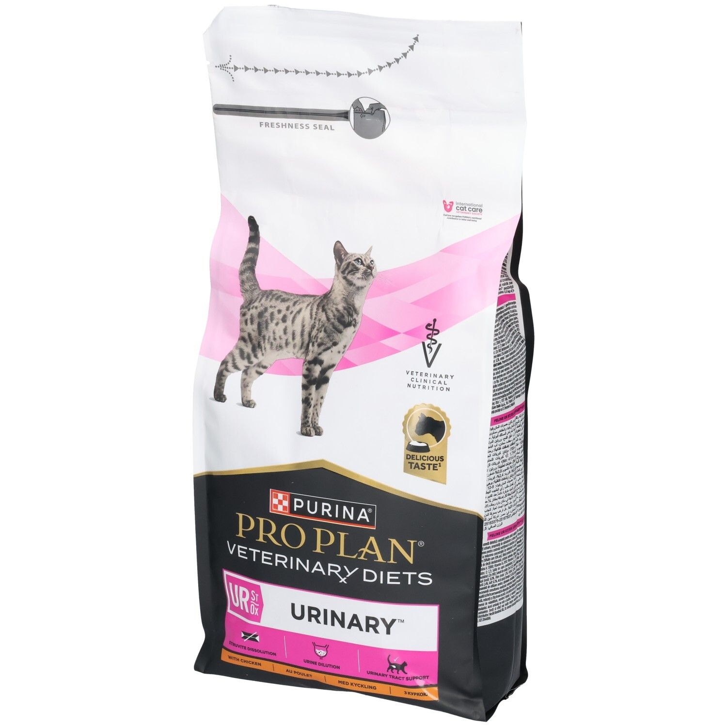 Beutel mit Trockenfutter für Katzen. Marke: Purina Pro Plan Veterinary Diets. Aufdruck: UR Urinary.