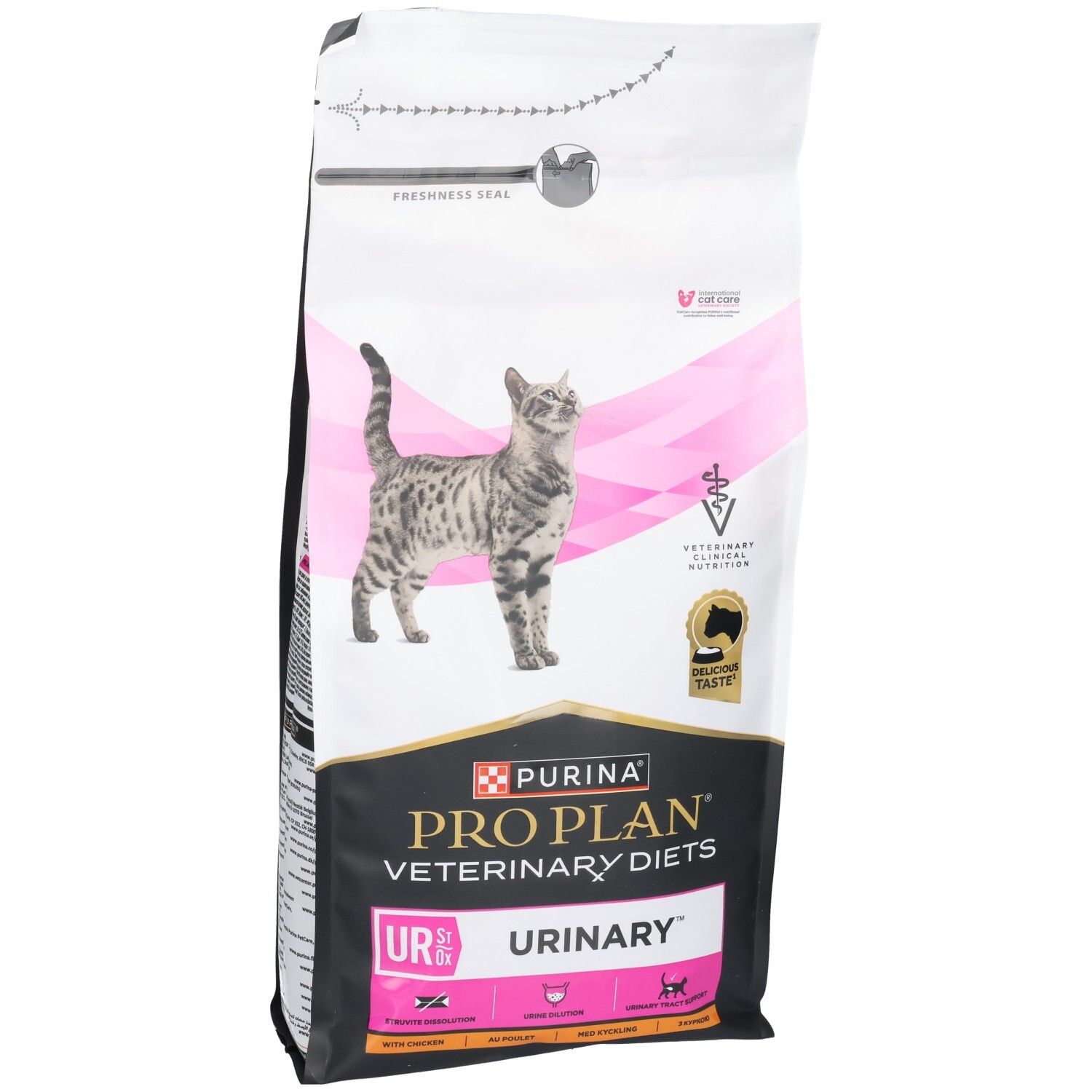 Beutel mit Trockenfutter für Katzen. Marke: Purina Pro Plan Veterinary Diets. Aufdruck: UR Urinary.