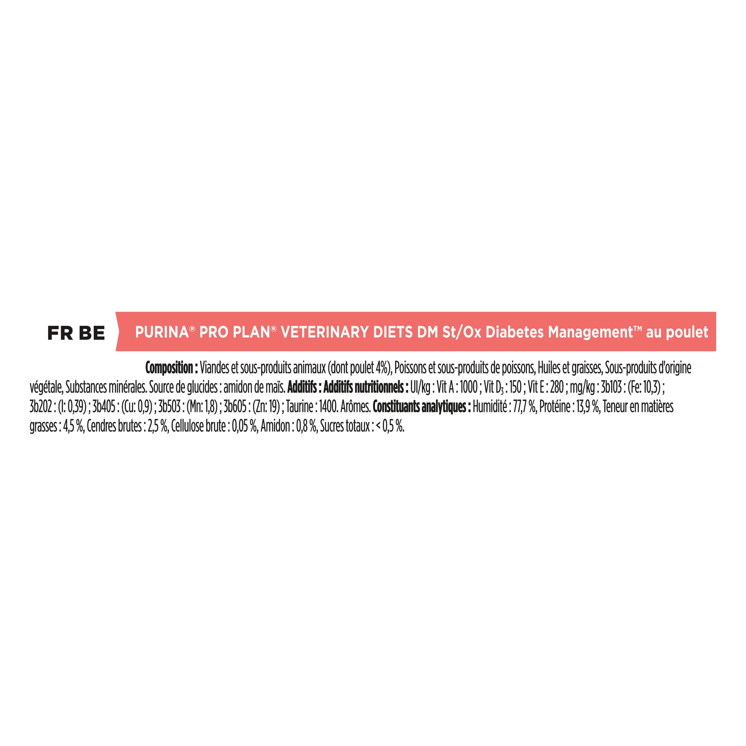 Boîte PRO PLAN® VETERINARY DIETS Feline DM St/Ox Diabetes Management. Chat, image produit, 850 g/r.