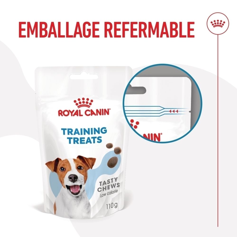Sachet Royal Canin Training Treats : Emballage refermable.