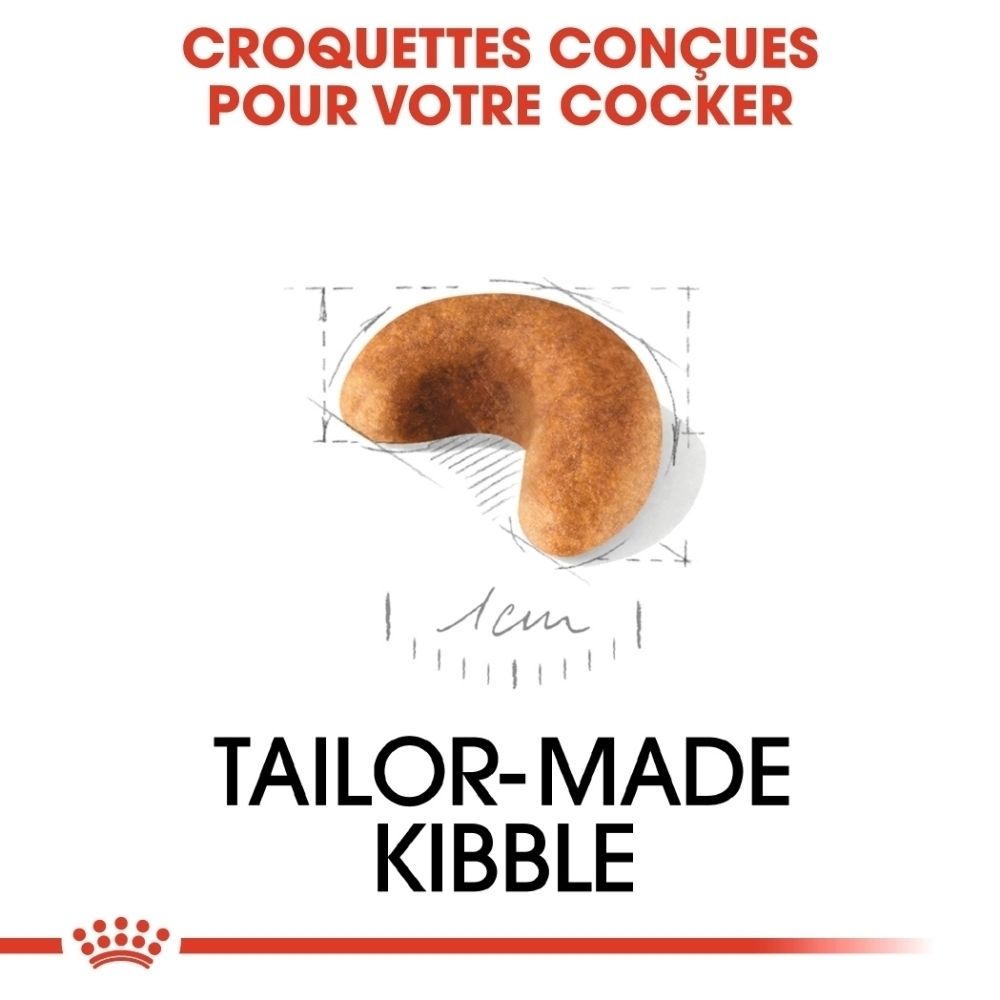 Eine einzelne, gebogene Krokettenform mit Maßangaben von 1 cm.