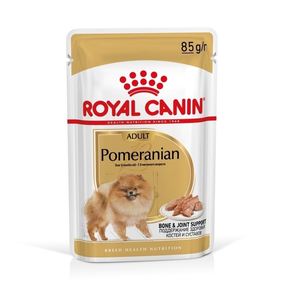 Royal Canin Adult Pomeranian Futterbeutel, 85g. Mit Knochen- und Gelenkunterstützung.
