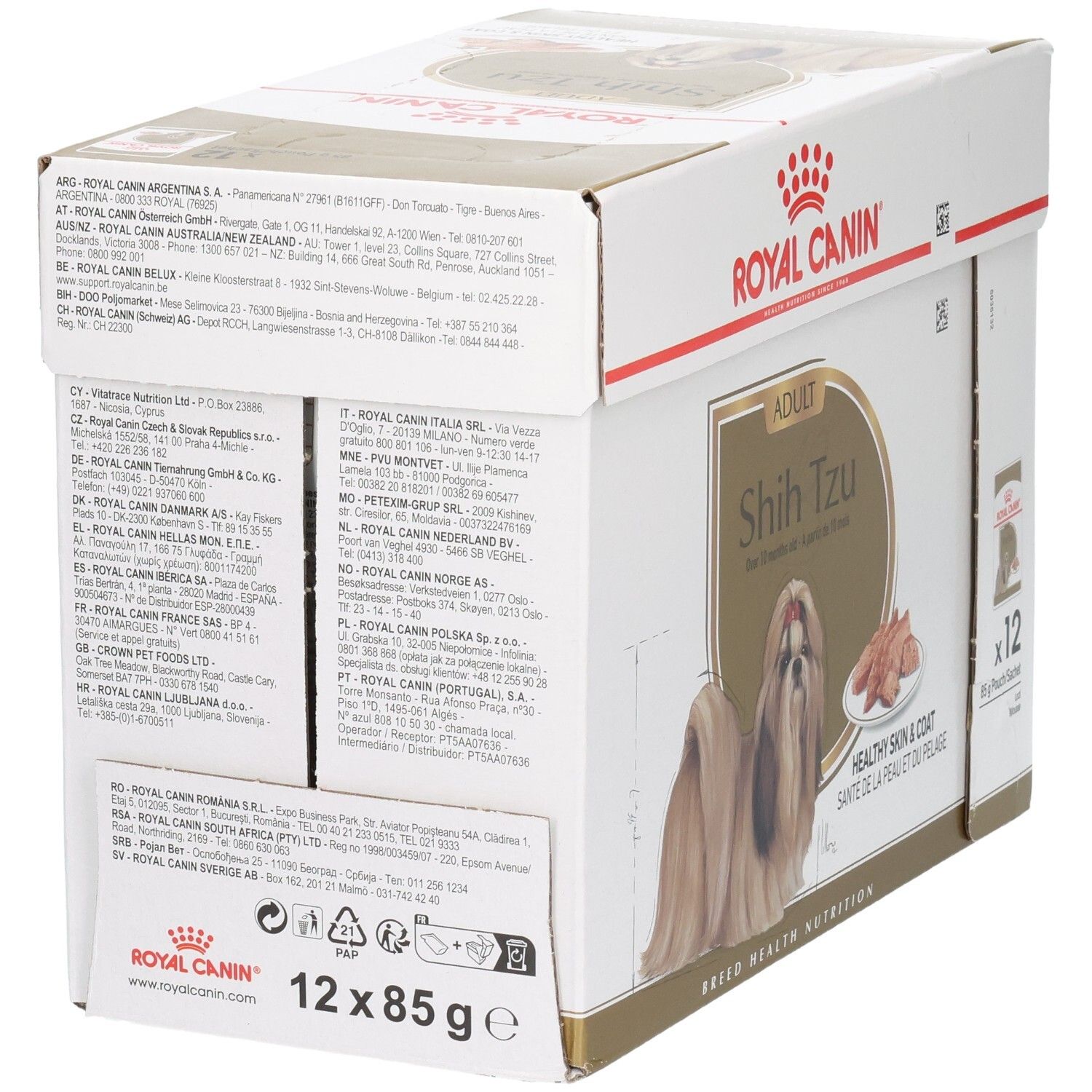 Royal Canin Shih Tzu Adult: 12 Beutel à 85g für gesunde Haut und Fell.