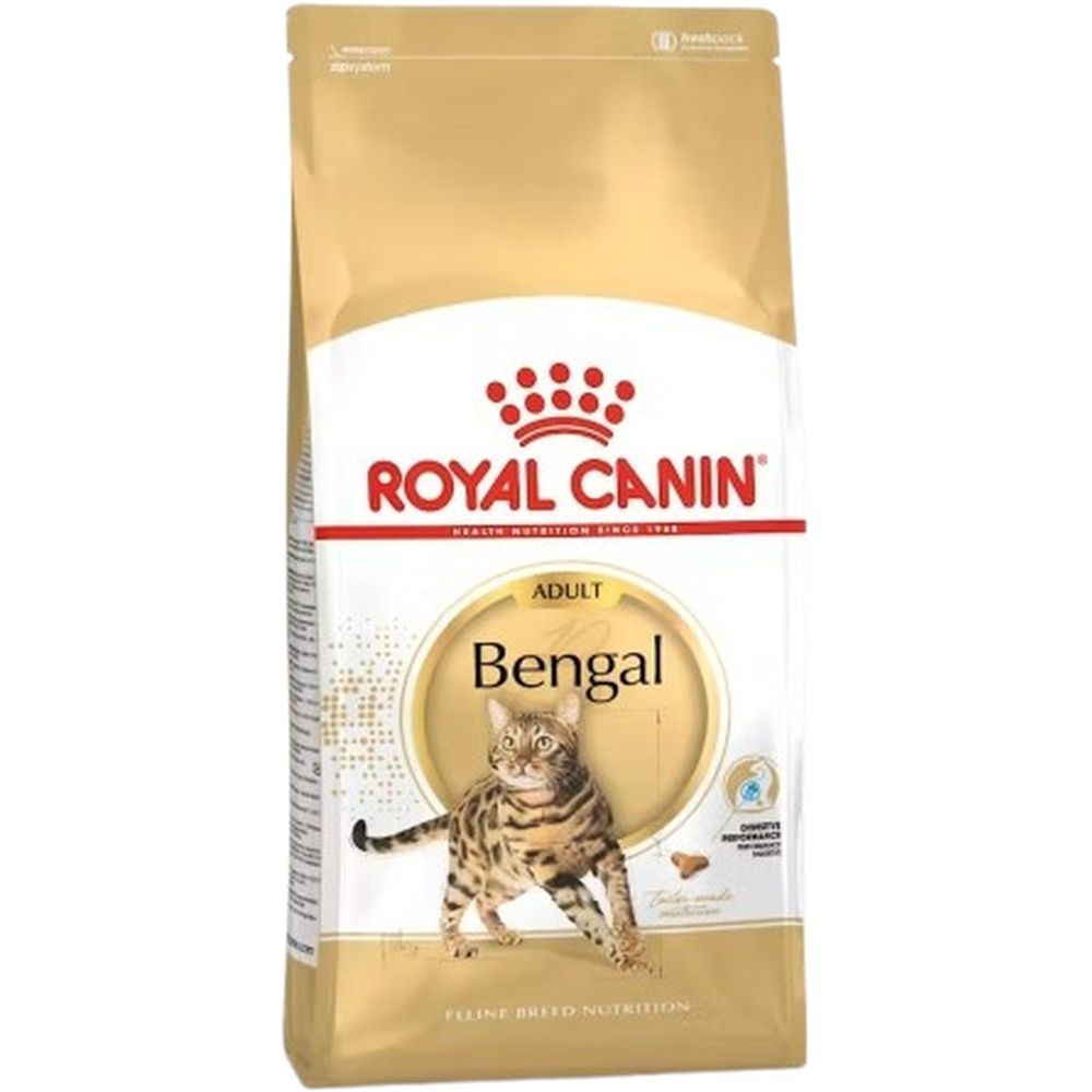 Sac de croquettes Royal Canin Bengal Adulte 10kg avec image de chat Bengal.