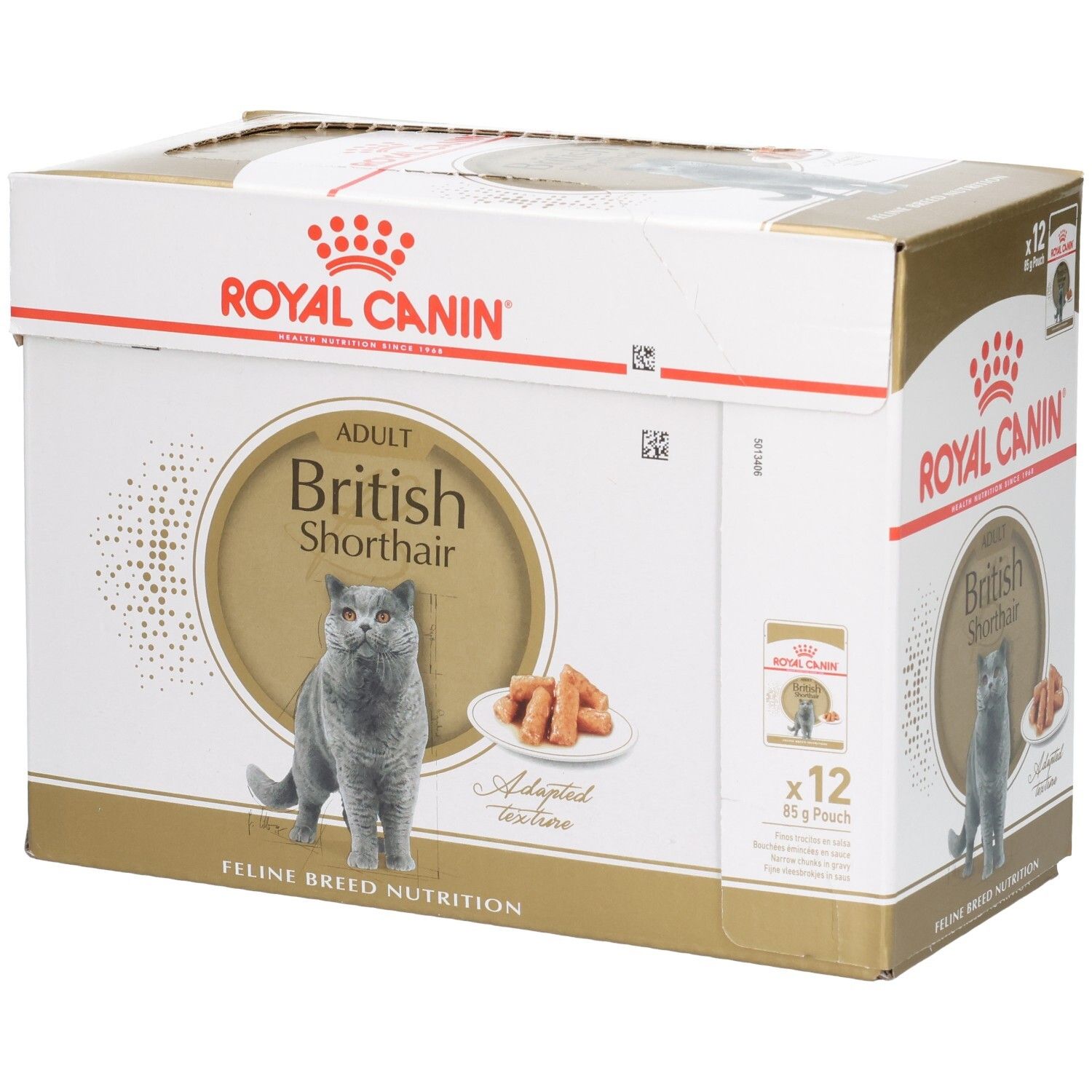 Royal Canin British Shorthair Adult Katzenfutter-Box, 12x85g Pouches.