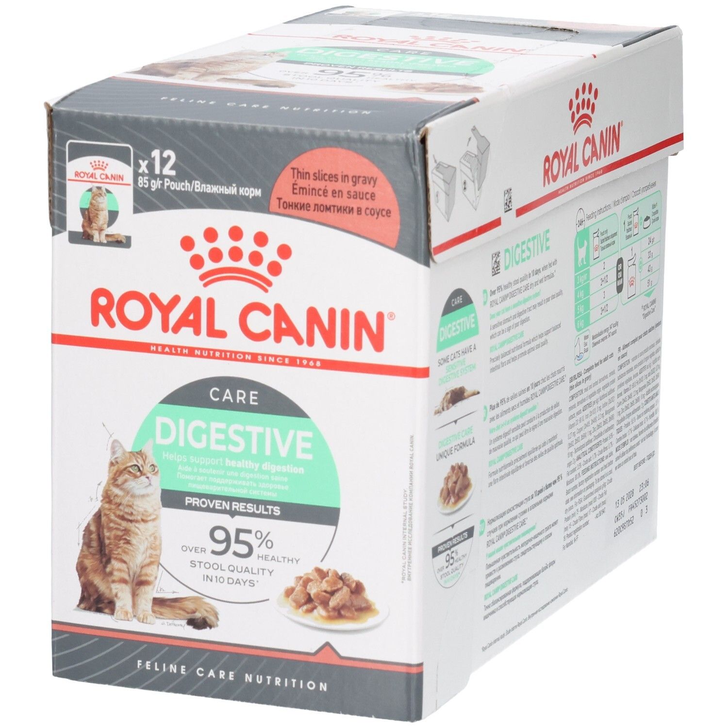 Royal Canin Digestive Care Futterbox mit 12 Beuteln à 85g.