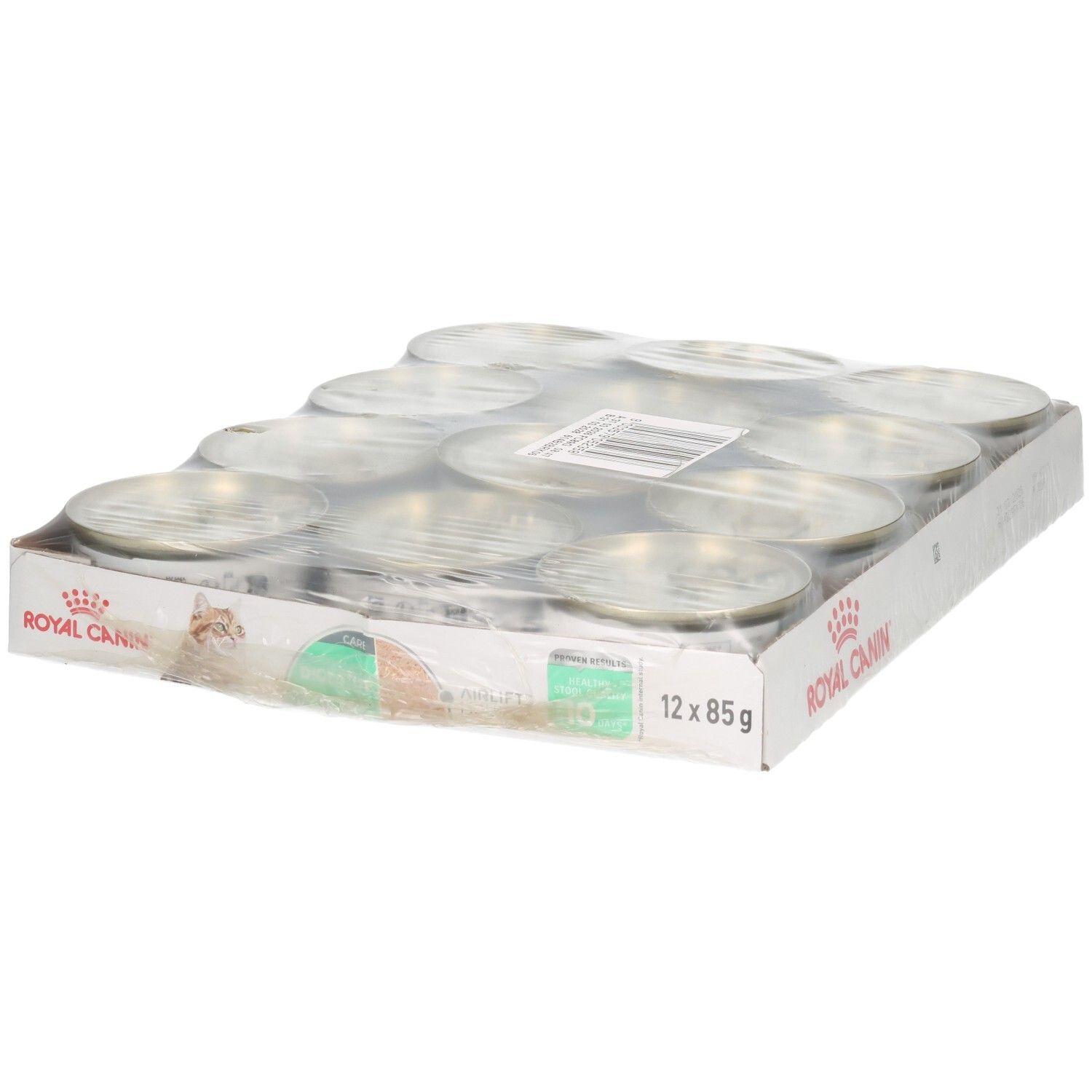 Zwölf Dosen Royal Canin Digestive Care Mousse im Karton, 12x 85g.