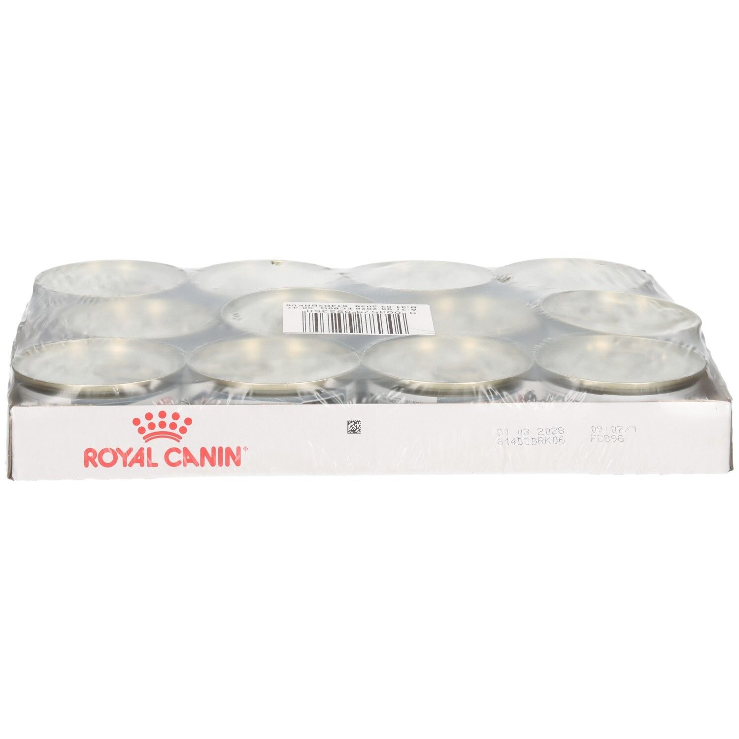 Karton mit zwölf Dosen Royal Canin Digestive Care Mousse.