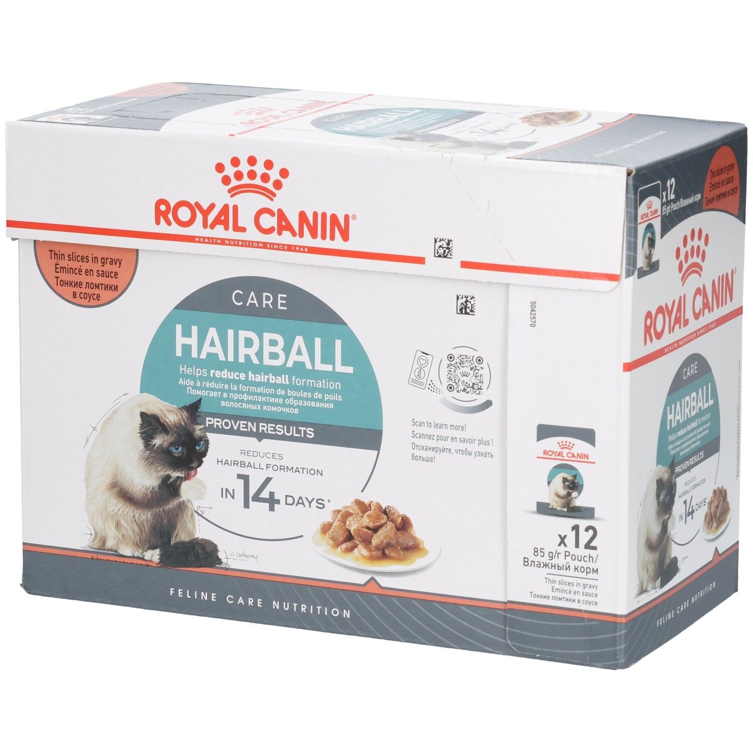 Royal Canin Hairball Care Multipack: 12 Beutel à 85g in Soße für Katzen.