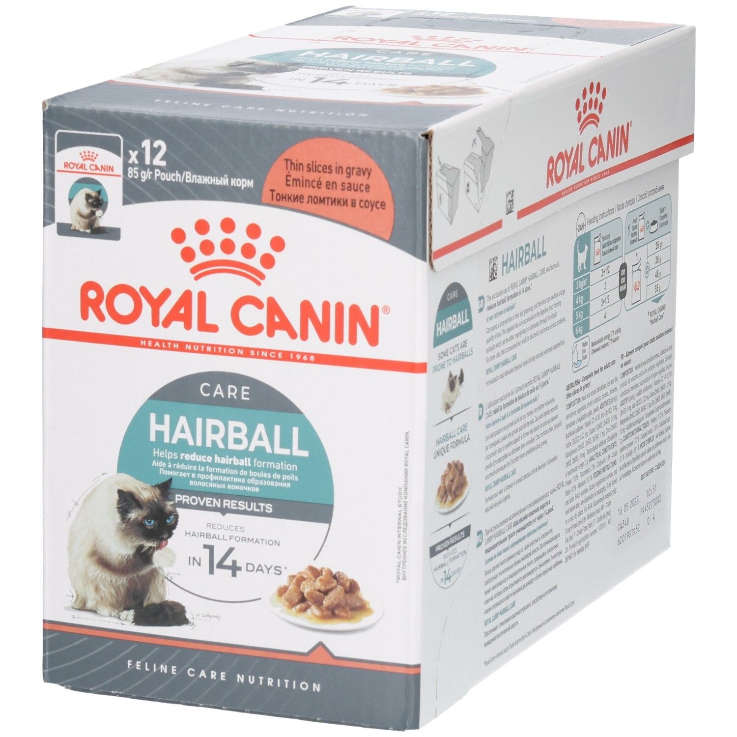 Royal Canin Hairball Care Multipack: 12 Beutel à 85g in Soße für Katzen.