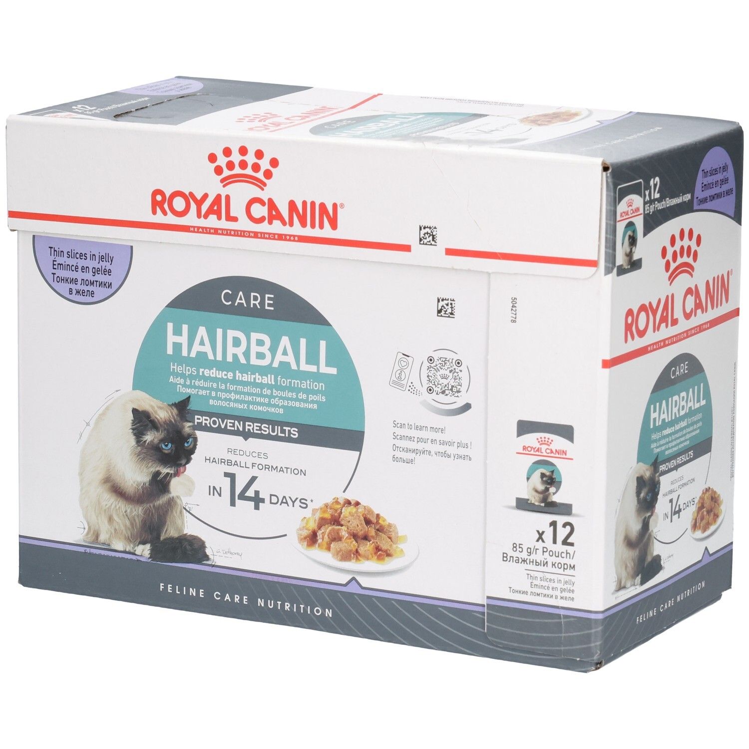 Royal Canin Hairball Care Katzenfutter-Box, 12x85g Pouch. Reduziert Haarballbildung in 14 Tagen.