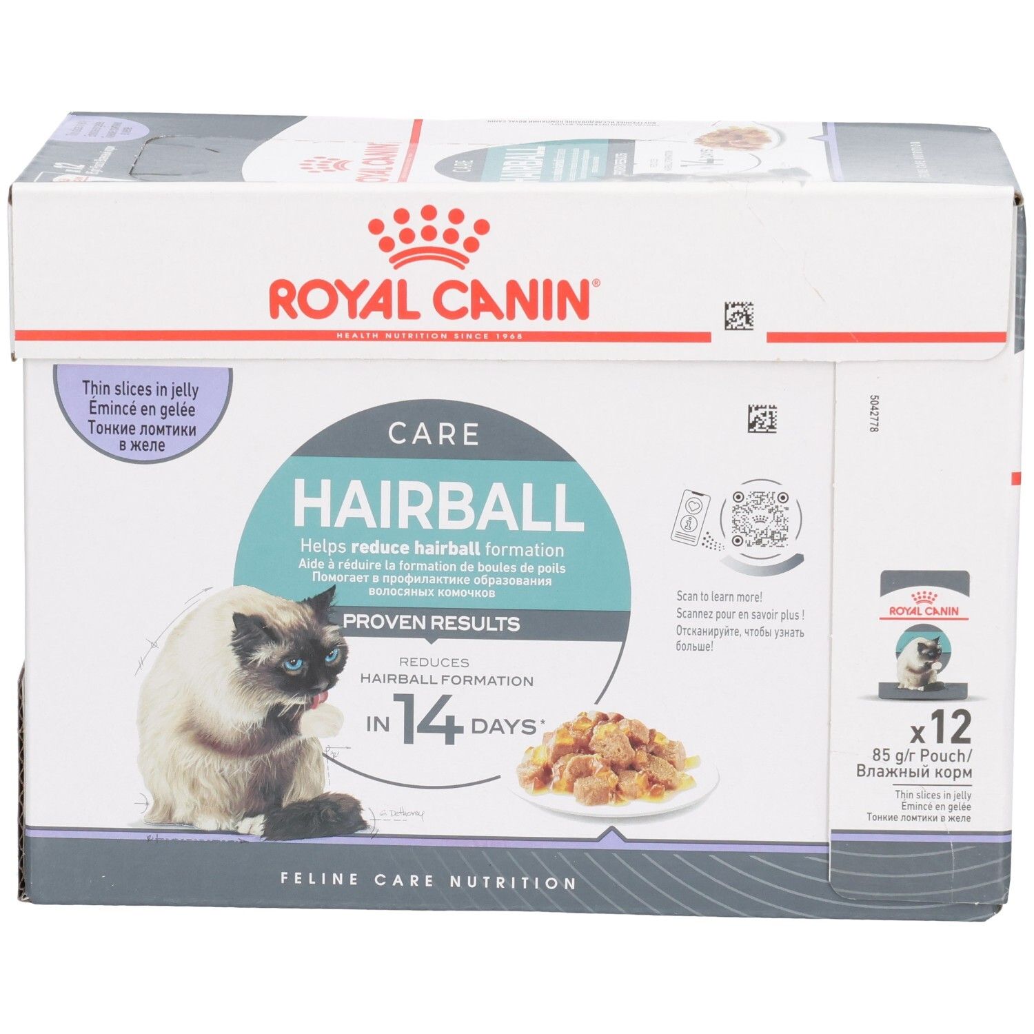 Royal Canin Hairball Care Katzenfutter-Box, 12x85g Pouch. Reduziert Haarballbildung in 14 Tagen.