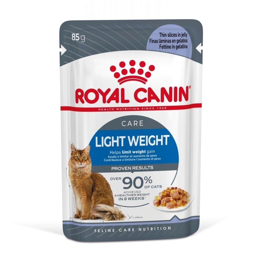 Royal Canin Light Weight Katzenfutterbeutel, 85g. Dünne Scheiben in Gelee.