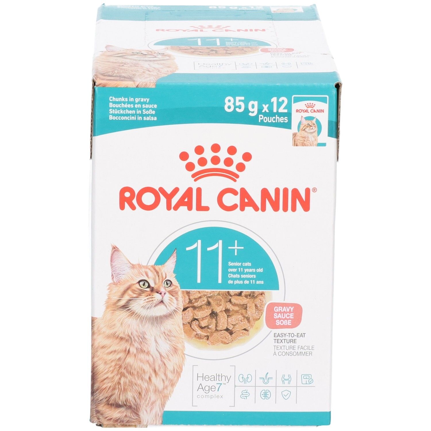 Royal Canin 11+ Katzennahrung, 12x85g Beutel, für Seniorkatzen über 11 Jahre.