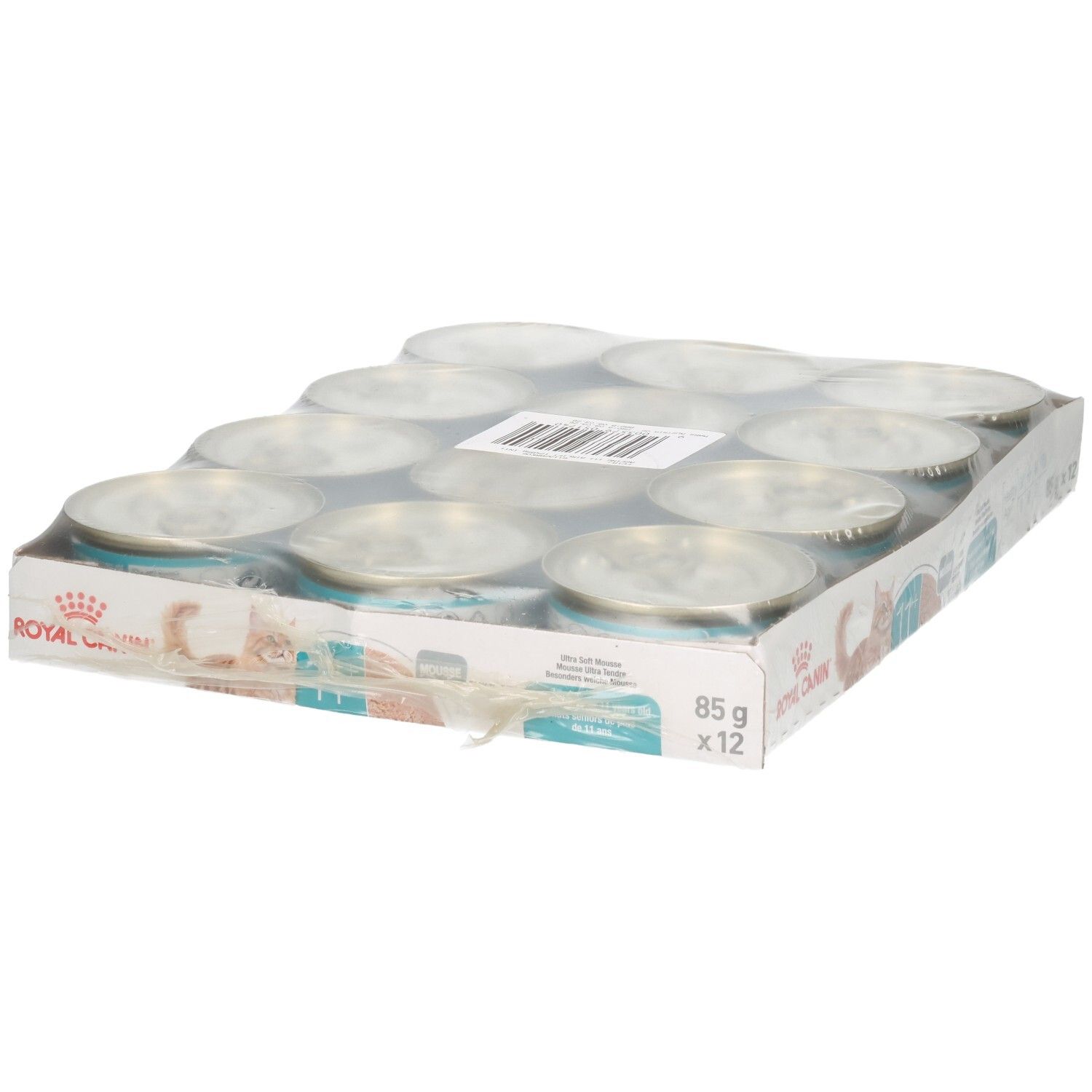 Verpackung mit 12 Dosen Royal Canin Katzenfutter, 85g pro Dose.