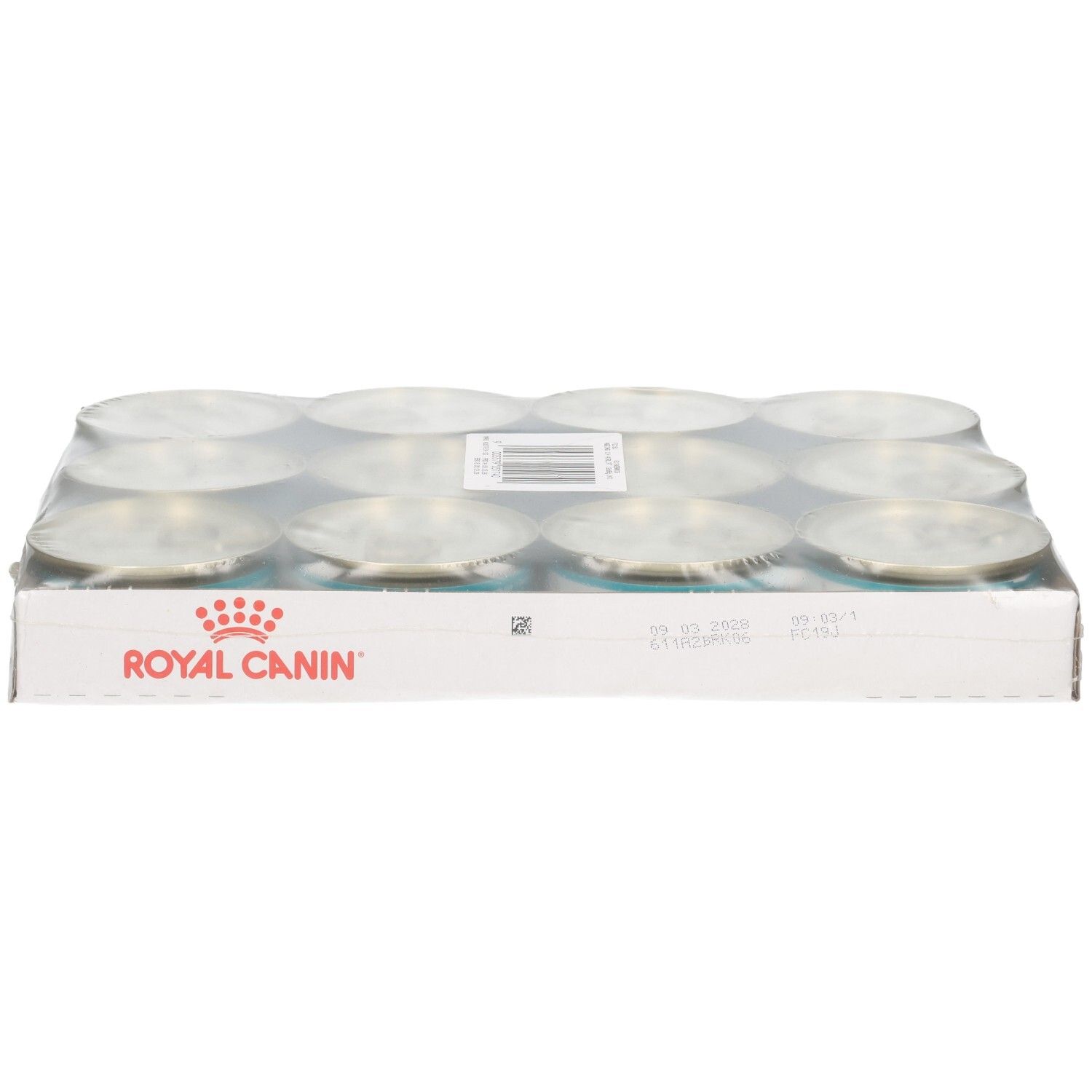 Verpackung mit 12 Dosen Royal Canin Katzenfutter, 85g pro Dose.