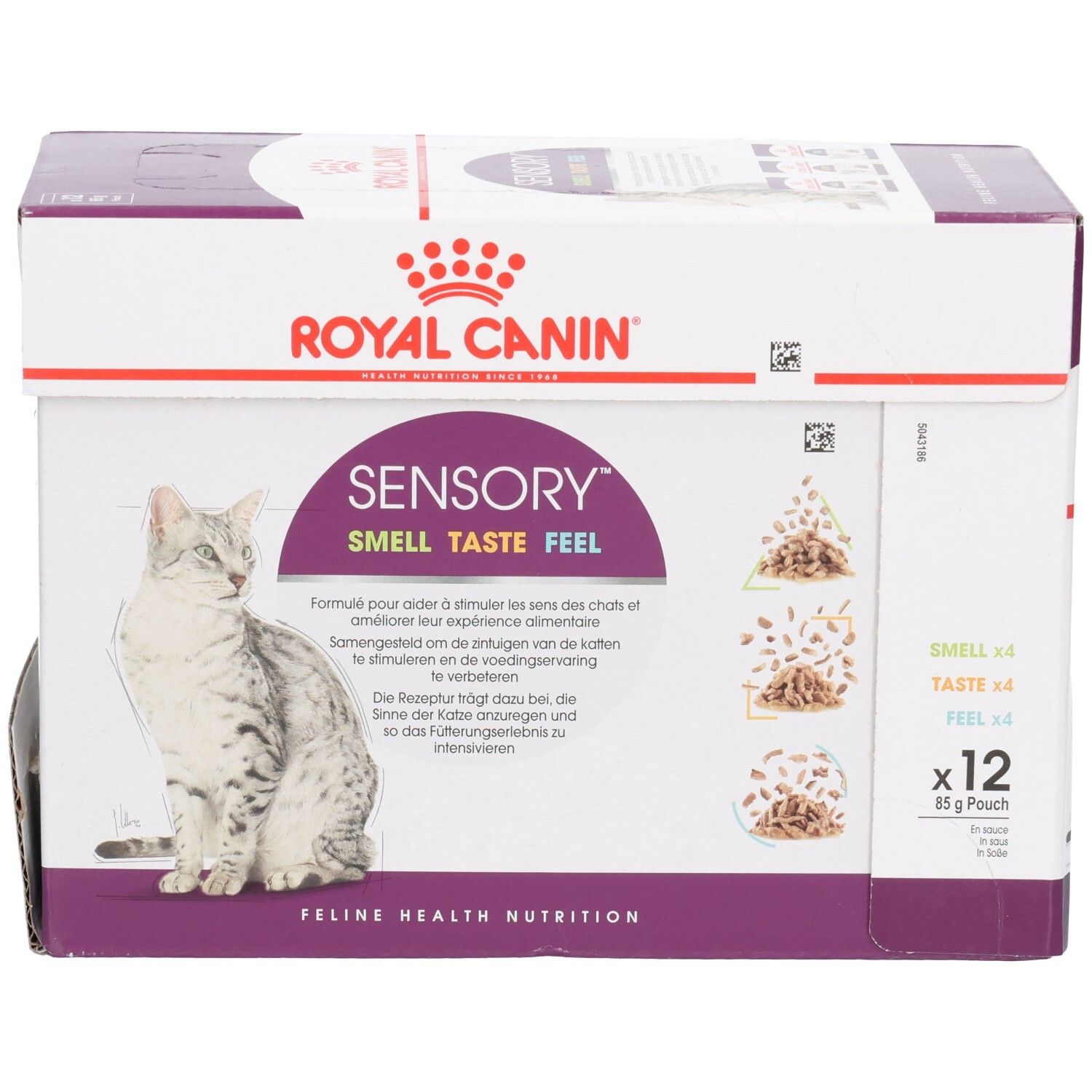 Royal Canin Multipack: 12x 85g Beutel. Feline Health Nutrition. Seitenansicht.