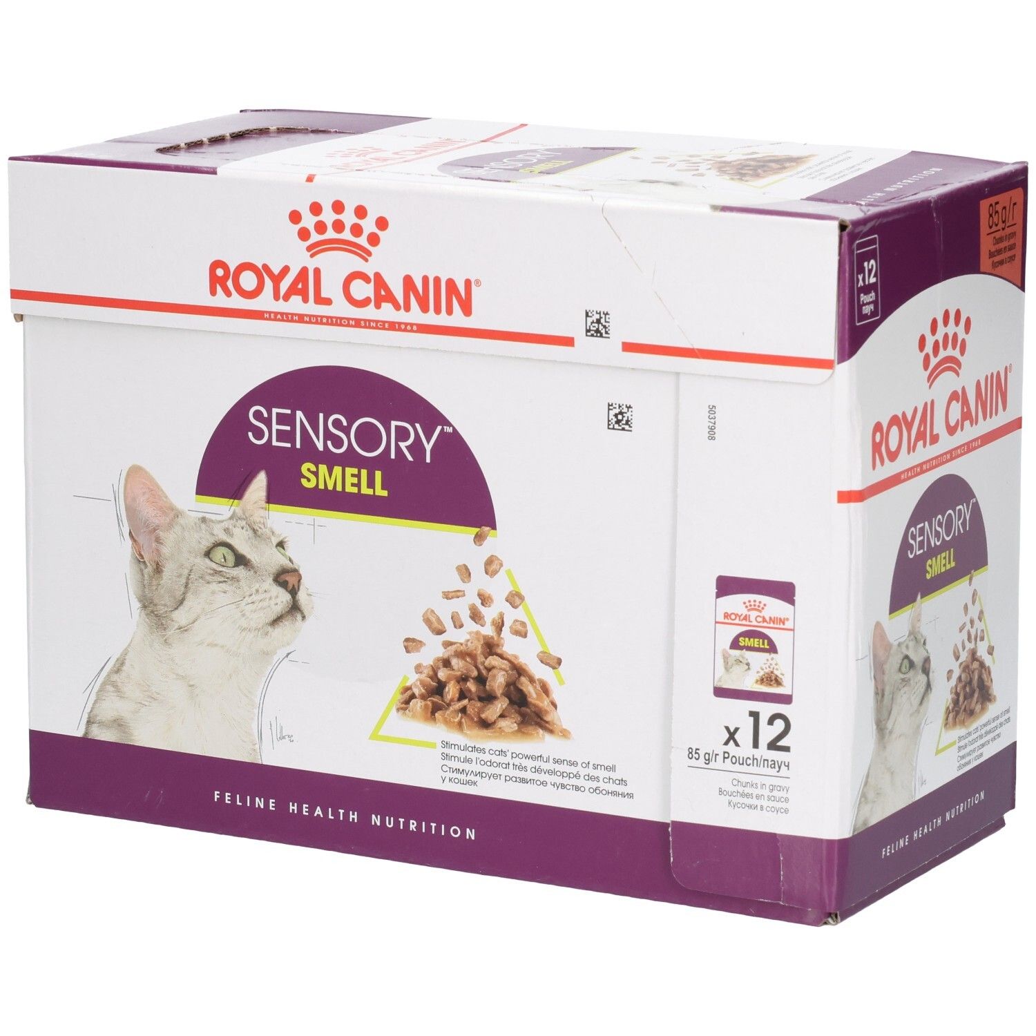 Royal Canin Sensory Smell Katzenfutter-Box mit 12 Beuteln à 85g.