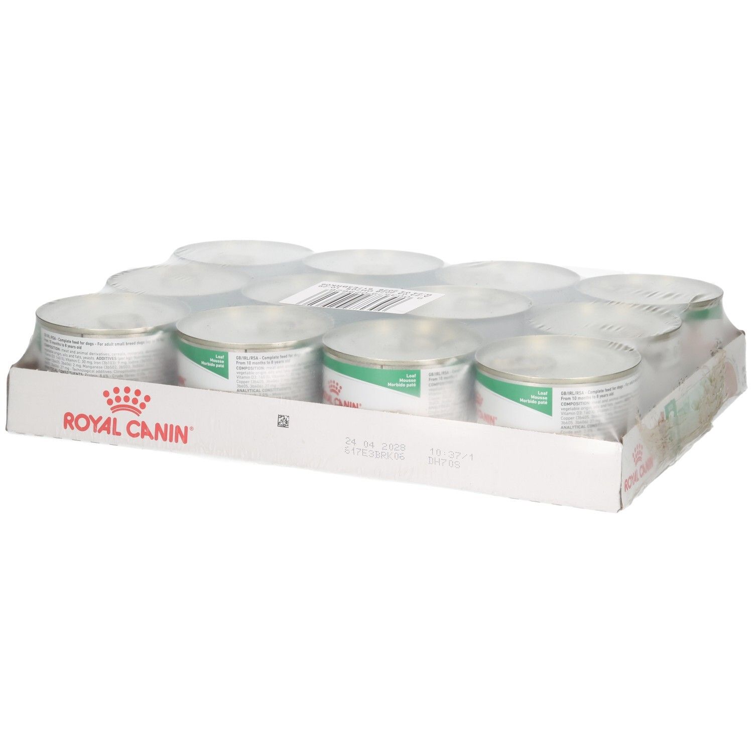 Royal Canin SHN MINI ADULT LOAF 12er Packung mit 195g Dosen.