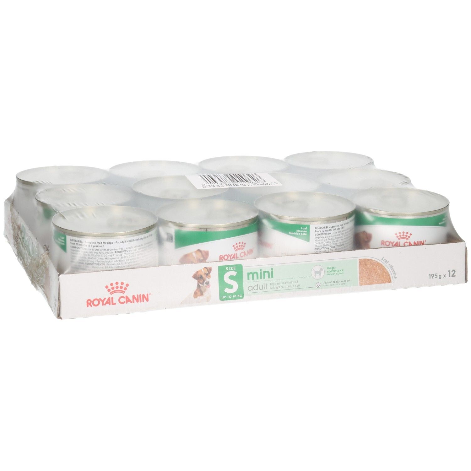 Royal Canin SHN MINI ADULT LOAF 12er Packung mit 195g Dosen.
