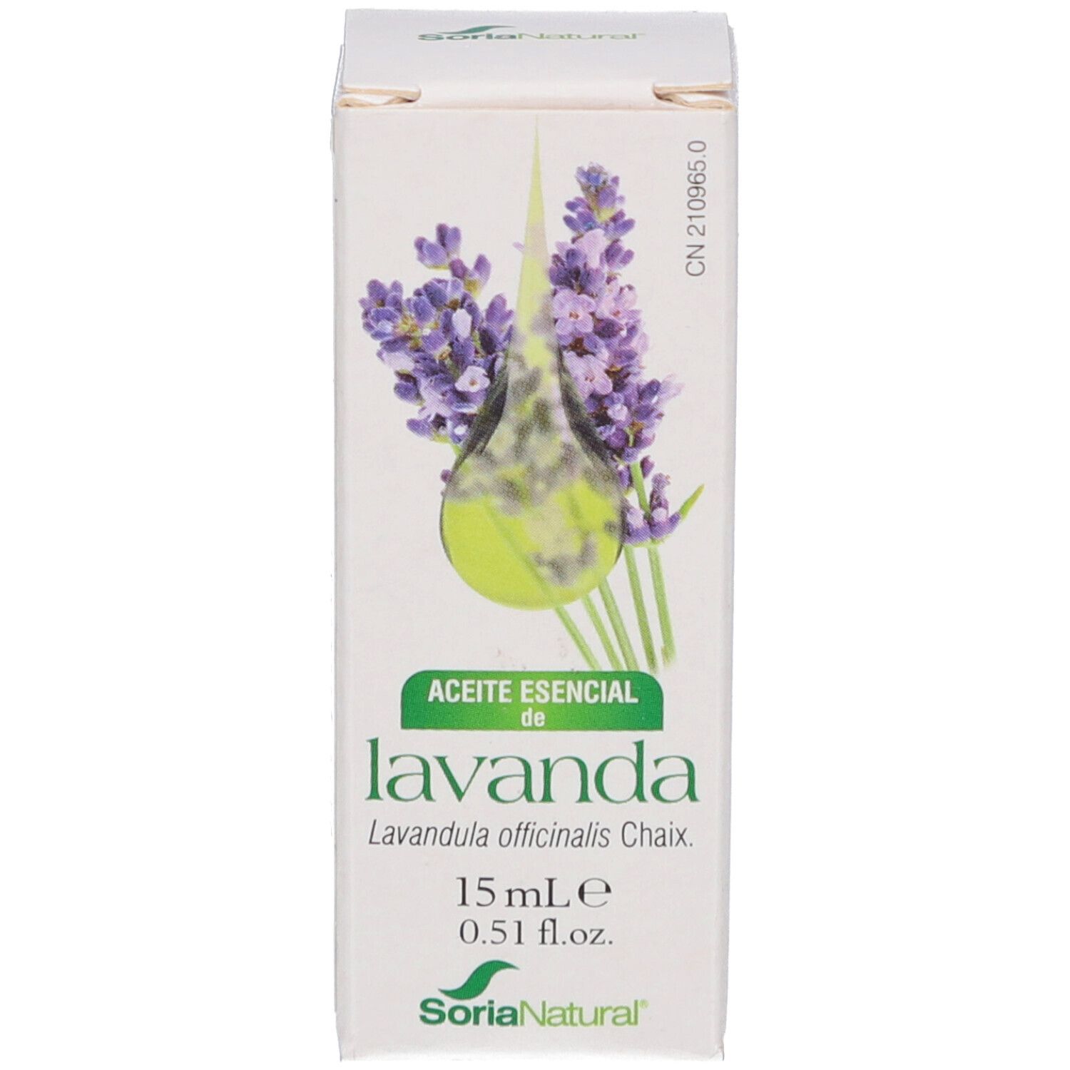 Produktverpackung mit Lavendel-Illustration und Produktinformationen.