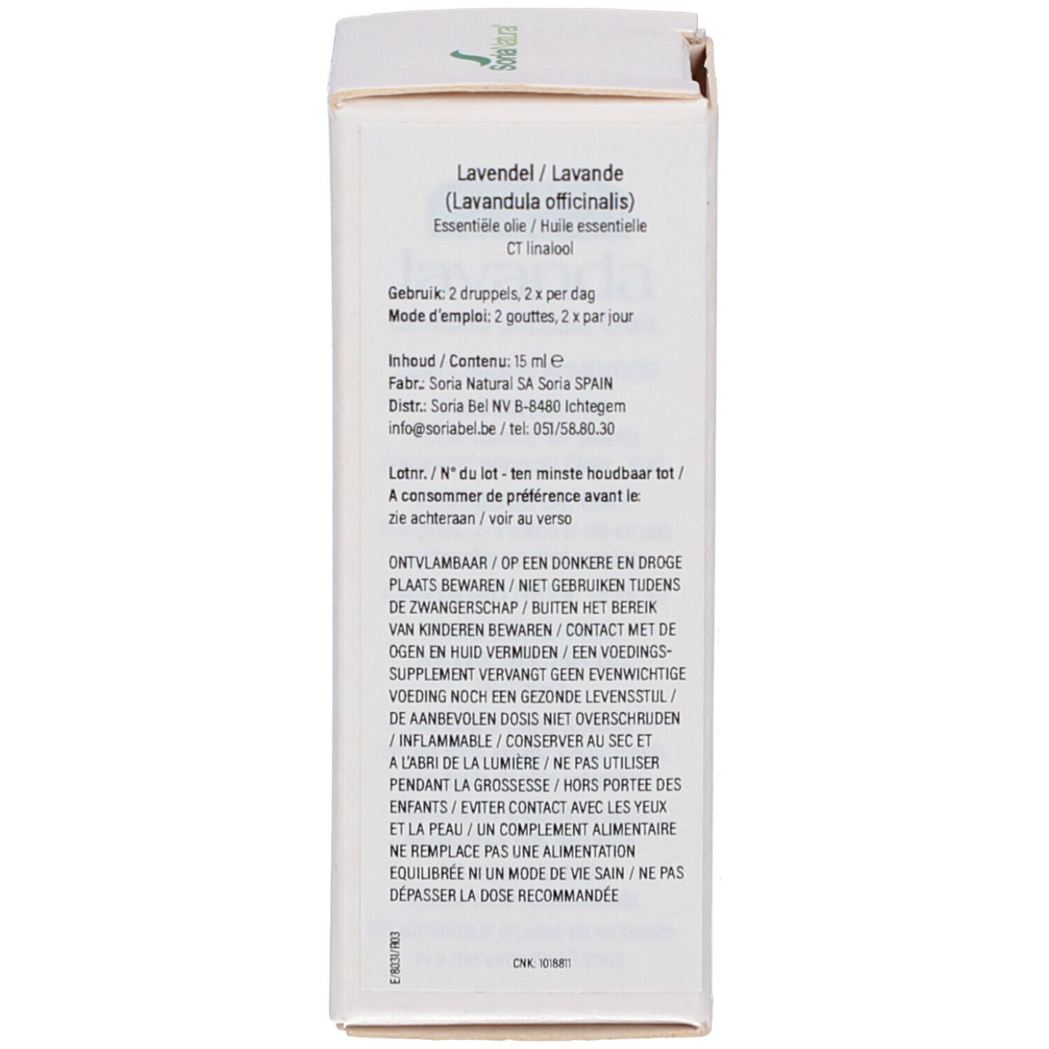 Rückseite der Produktverpackung mit Text in mehreren Sprachen. Informationen zur Anwendung.