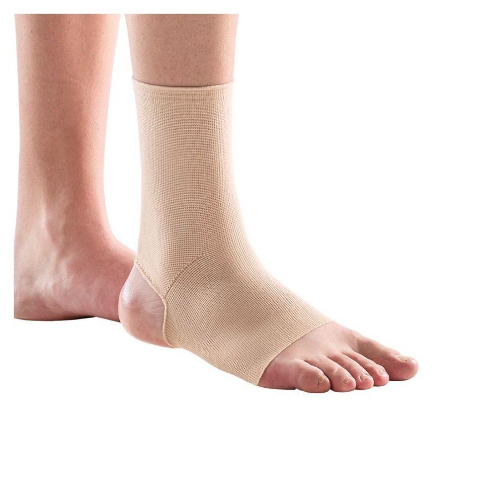 Chevillière beige au pied. Design ouvert. Nom du produit non visible.