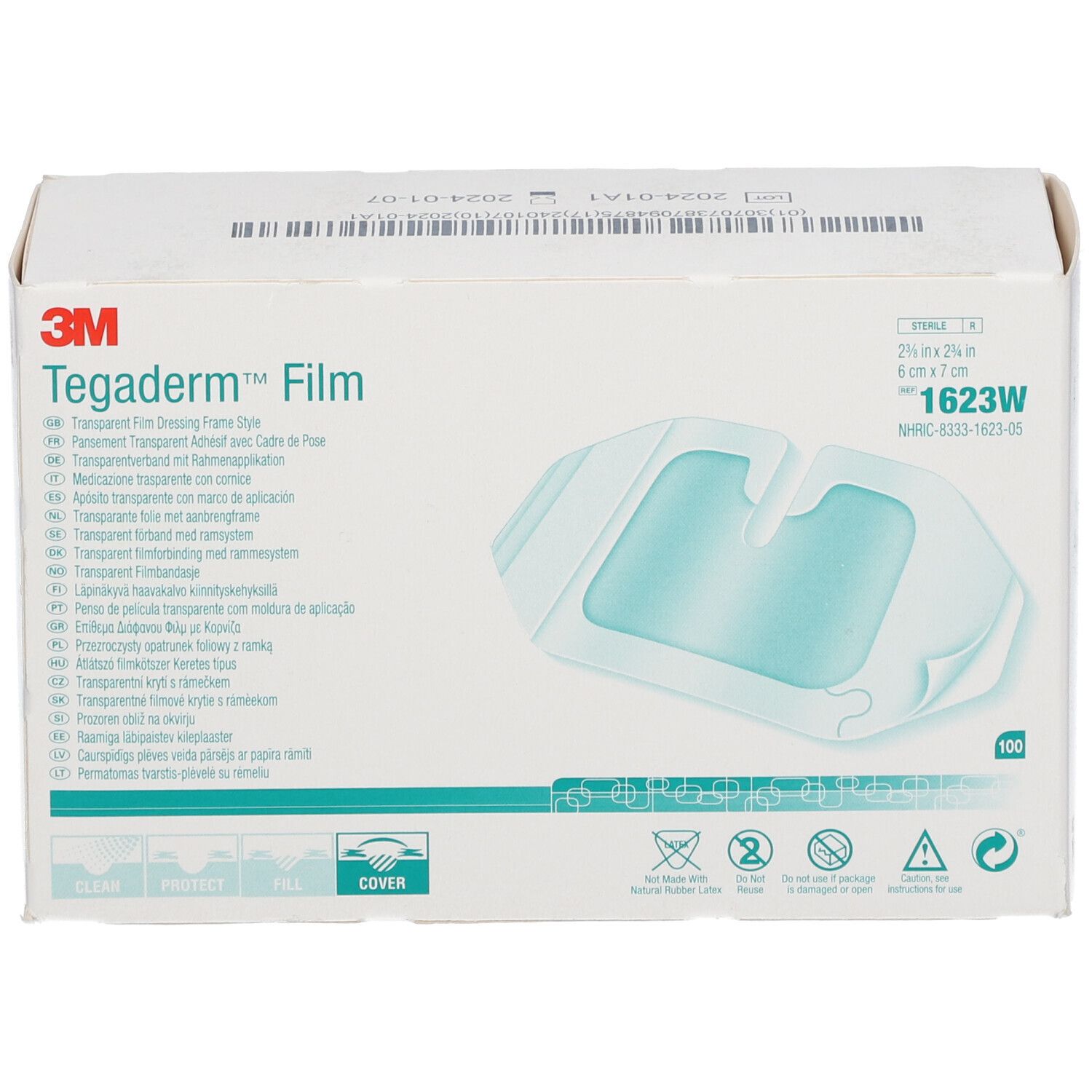 3M™ Tegaderm™ Film Pansements fendus pour cathéter (6 cm x 7 cm) 1623W
