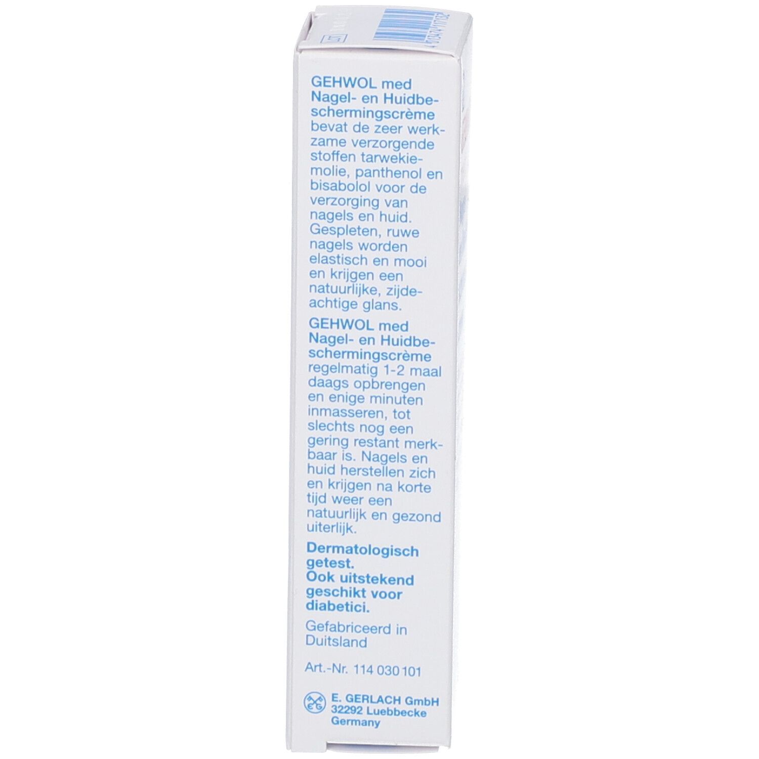 Gehwol med. Verpackung. Text. Für Diabetiker geeignet. Hergestellt in Deutschland. Art.-Nr. 114 030 101.