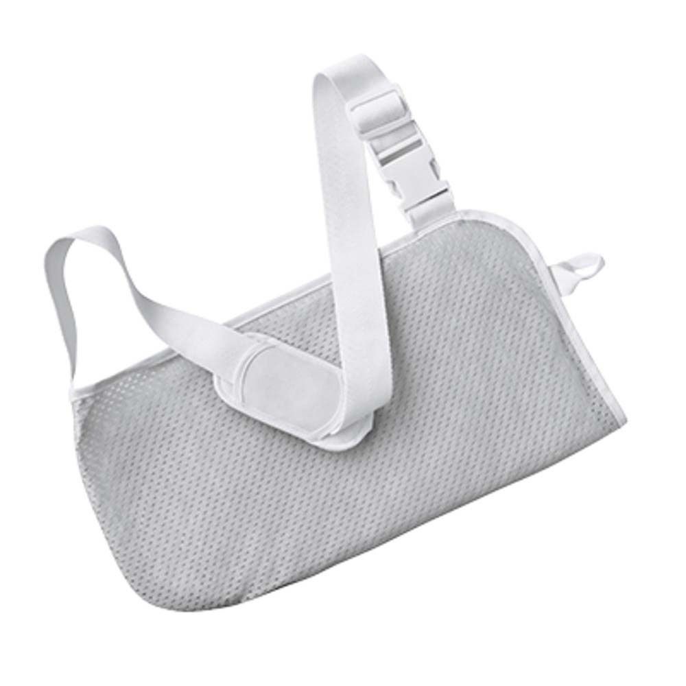 3M™ FUTURO Armschlinge. Verpackung, Seitenansicht mit Produktabbildung und Text in verschiedenen Sprachen.