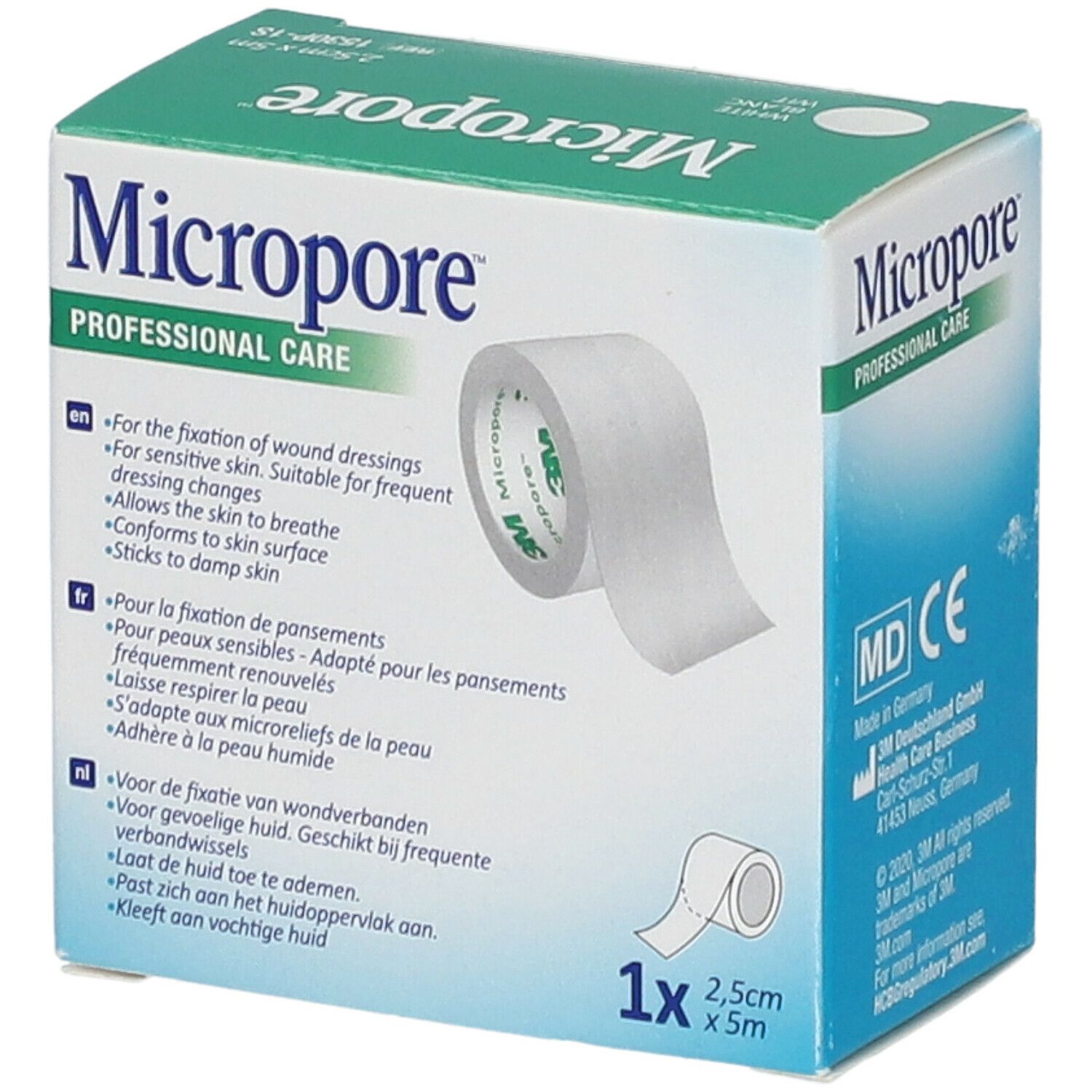 3M™ Micropore™ Silicone Sparadrap microporeux 2,5 cm x 5 m