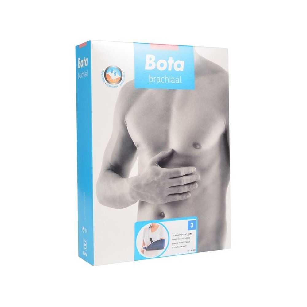 Emballage Bota brachial. Illustration d'un torse. Inscription : Bota brachial, attelle de bras, taille 3.