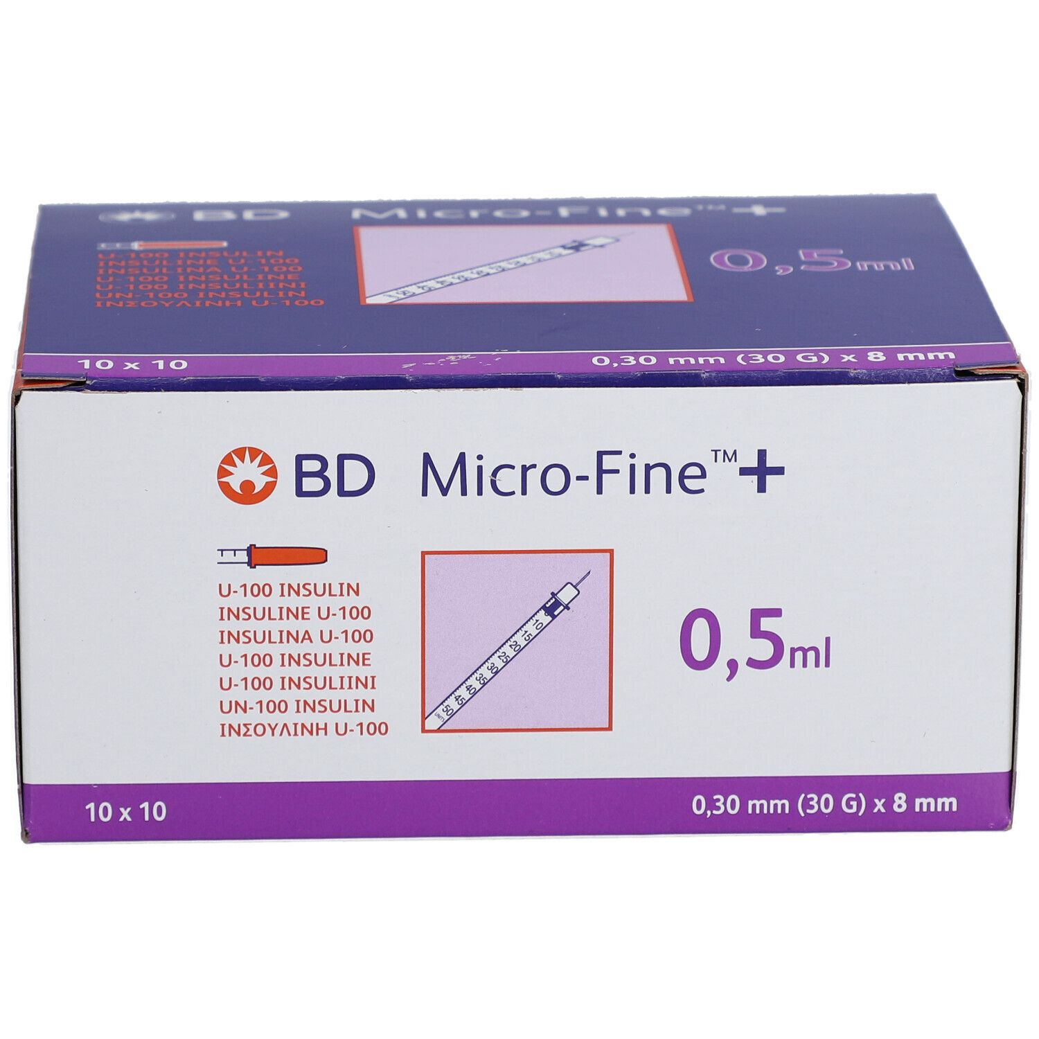 BD Micro-Fine™ 30 G 0,30 x 8 mm 0,5 ml + U-100 Insulin Innen sterile Insulinspritze