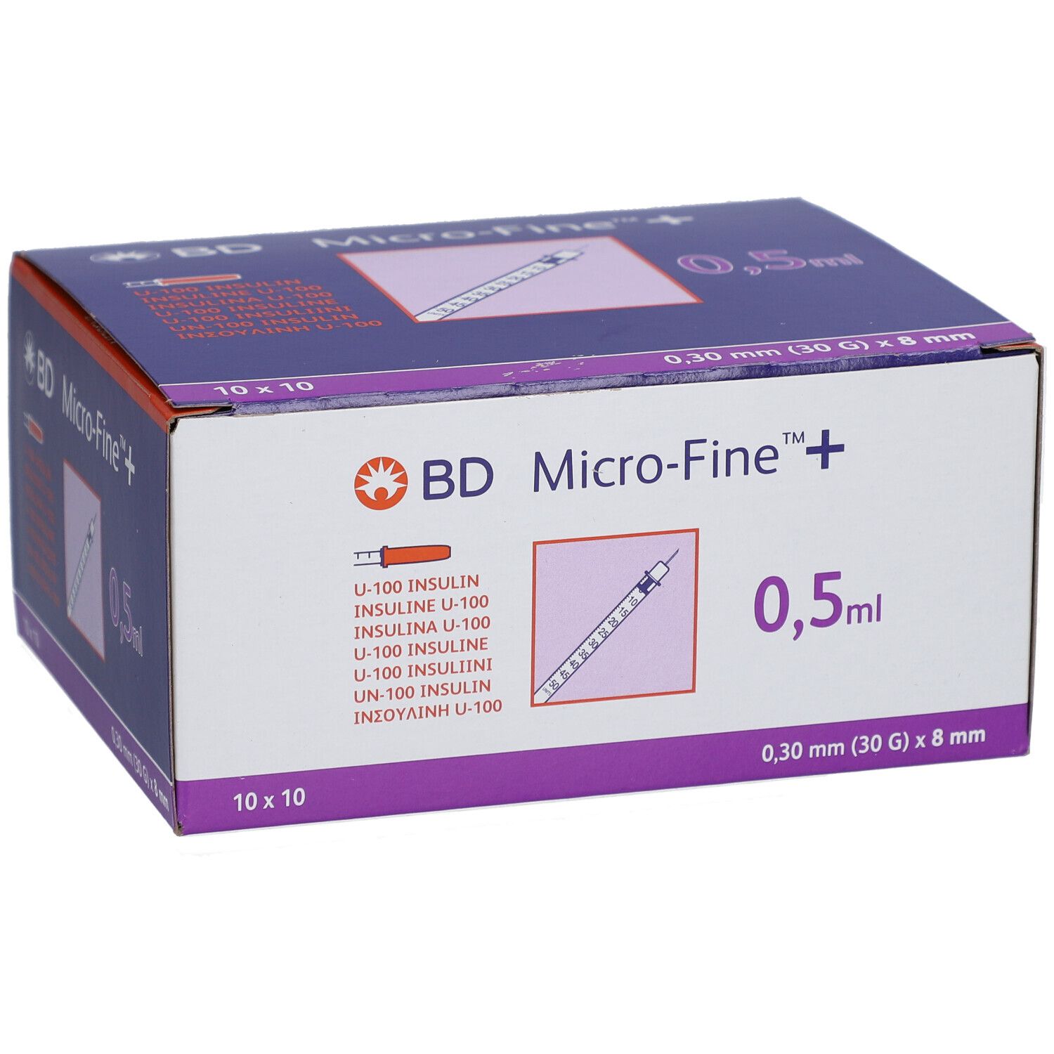 BD Micro-Fine™ 30 G 0,30 x 8 mm 0,5 ml + U-100 Insulin Innen sterile Insulinspritze