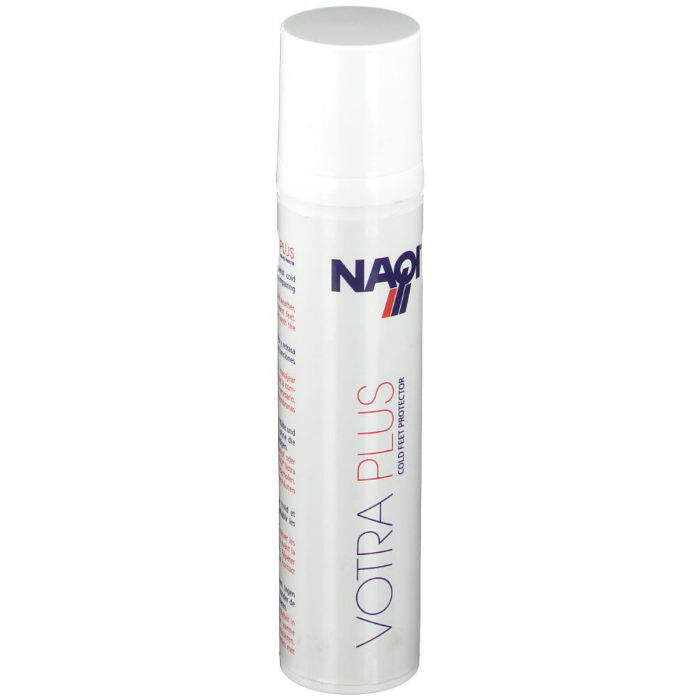 NAQI® Votra Plus, weiße Flasche mit Sprühkopf. Produktname und Logo deutlich sichtbar.