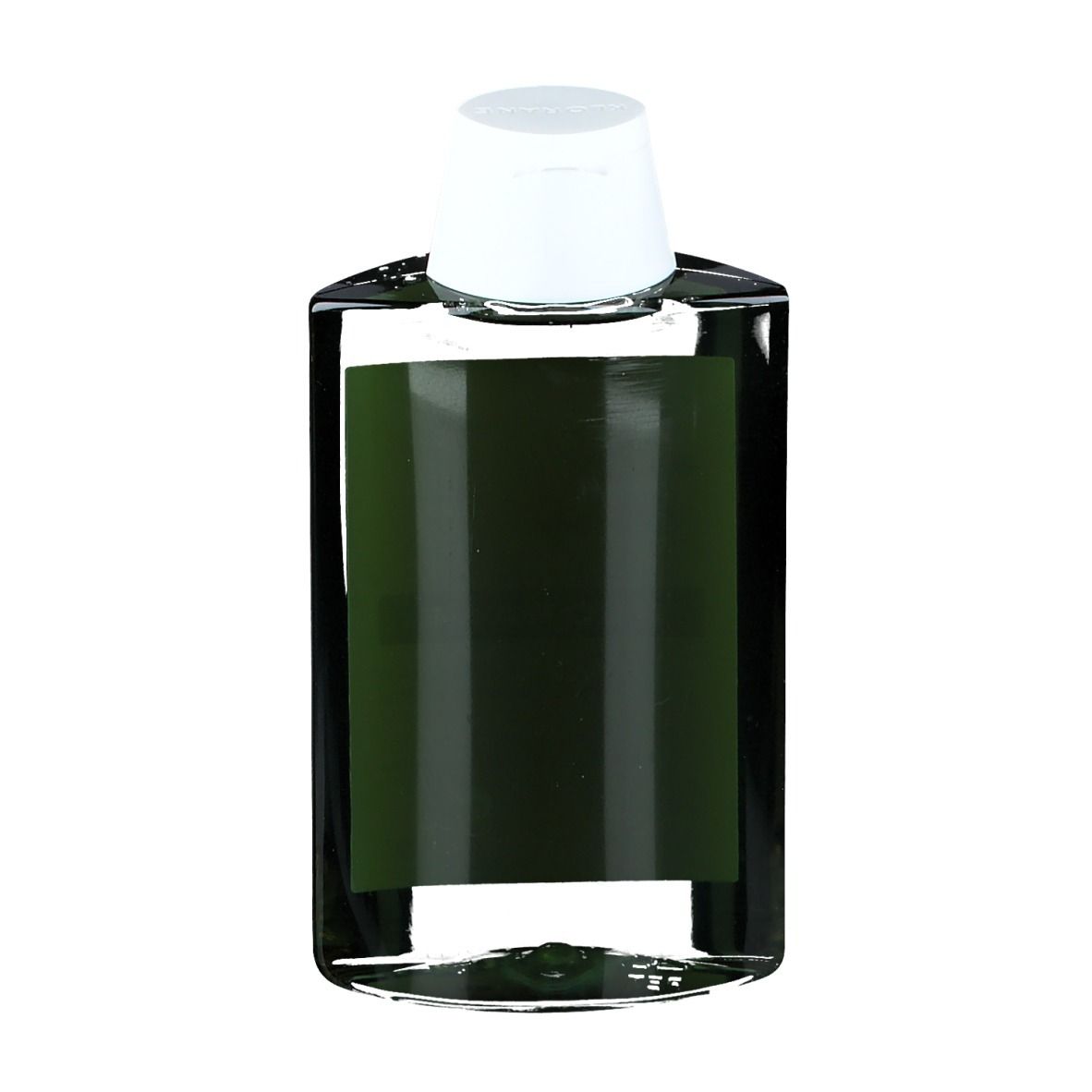 Klorane Shampoo Flasche, grüne Etikette, weißer Deckel.