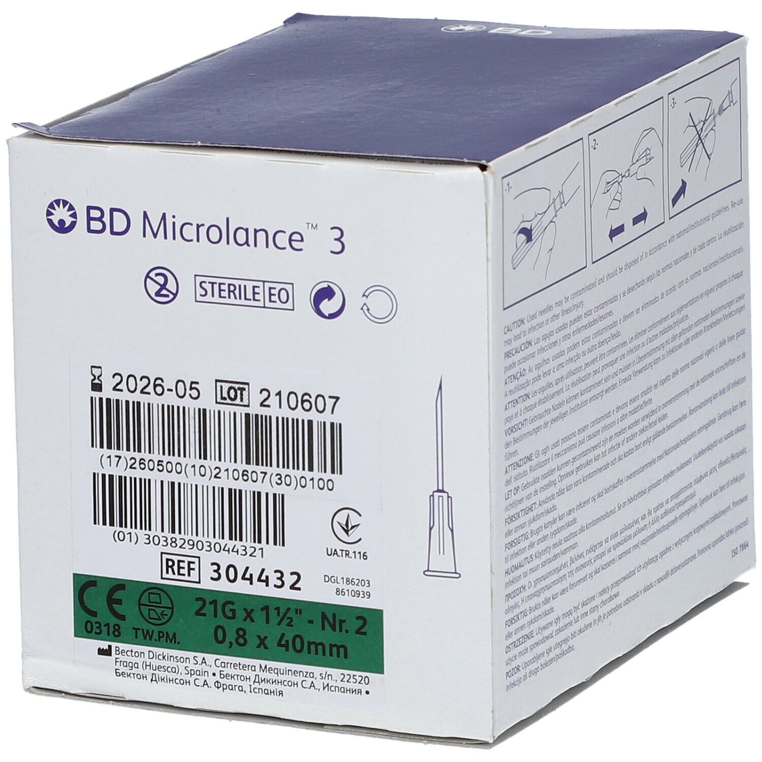 BD Microlance™3 Aiguilles 21G 1 1/2 (0,8 x 40 mm)