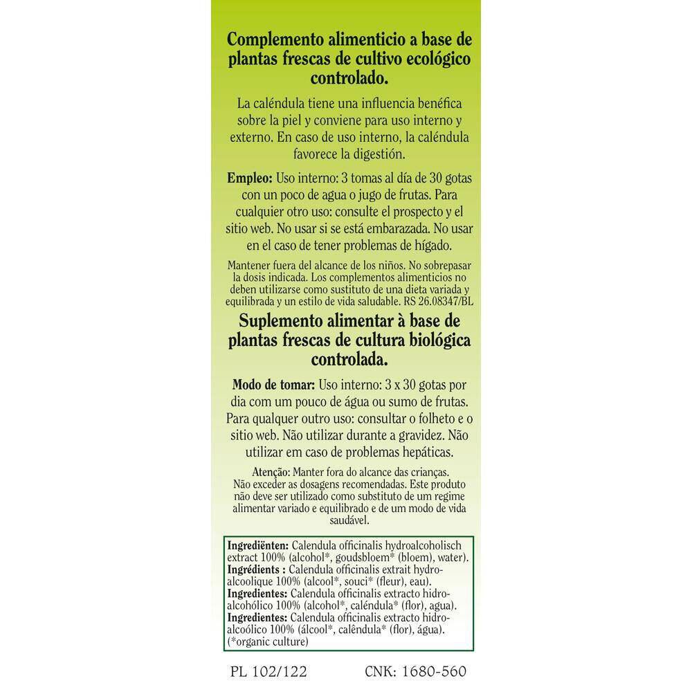 Biover Calendula (Calendula officinalis) Teinture mère Bio