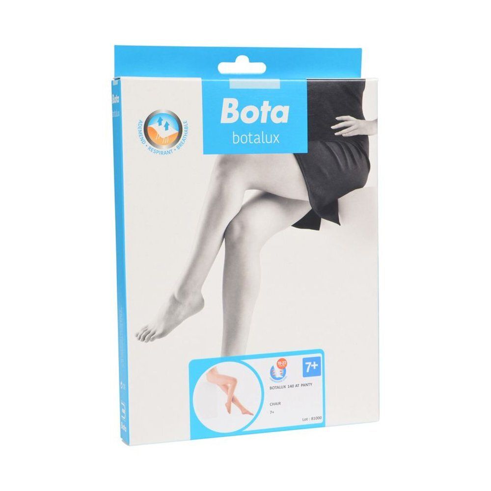 Emballage Bota Botalux 140 AT Panty Chair Taille 7+. Image d'une femme en collants. Logo et informations produit.
