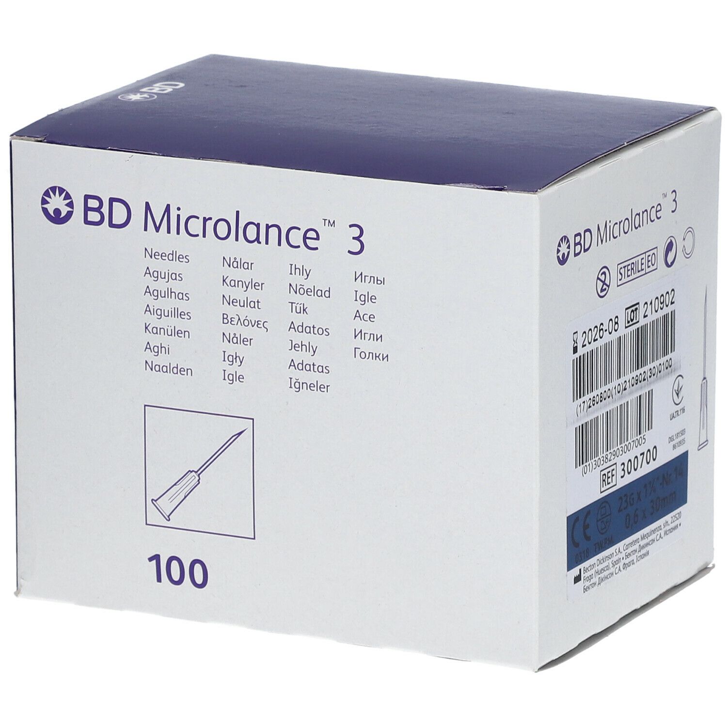 BD Microlance™3 Aiguilles 23G 1/4 RB (0,6 x 30 mm) Bleu