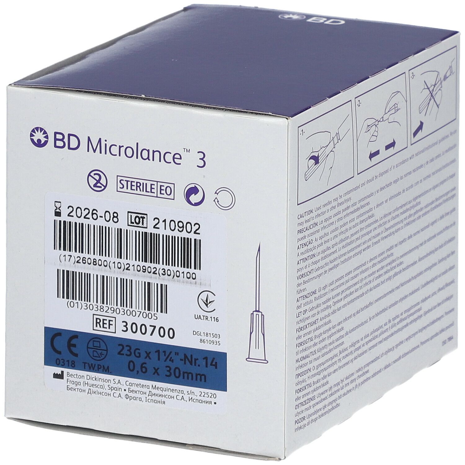 BD Microlance™3 Aiguilles 23G 1/4 RB (0,6 x 30 mm) Bleu