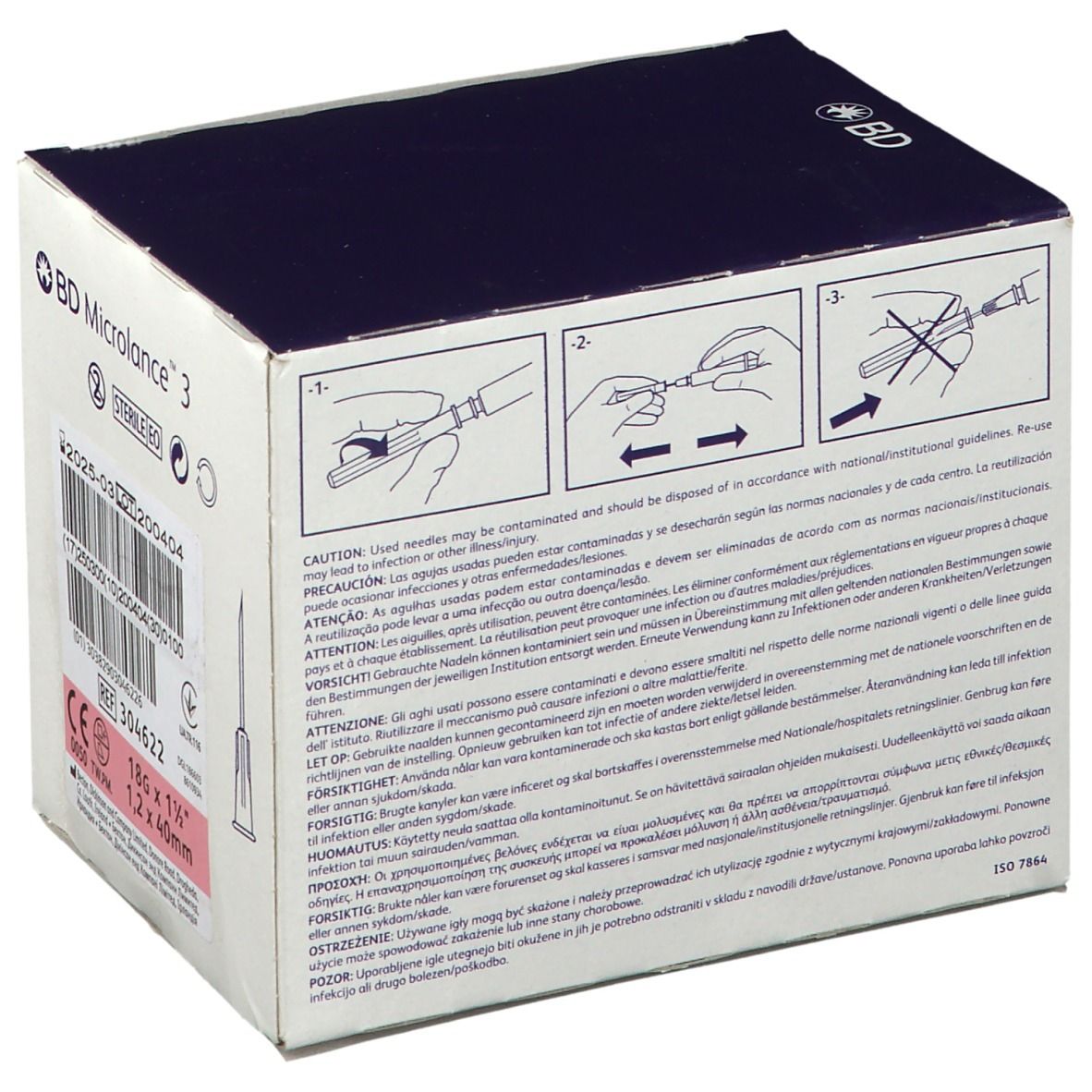 BD Microlance™ 3 Nadeln 18 G 1,2 x 40 mm rosa