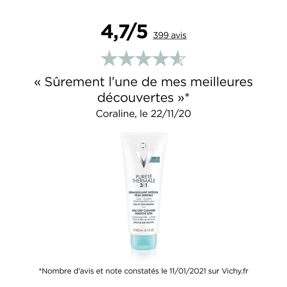 VICHY Pureté Thermale Démaquillant intégral 3-en-1