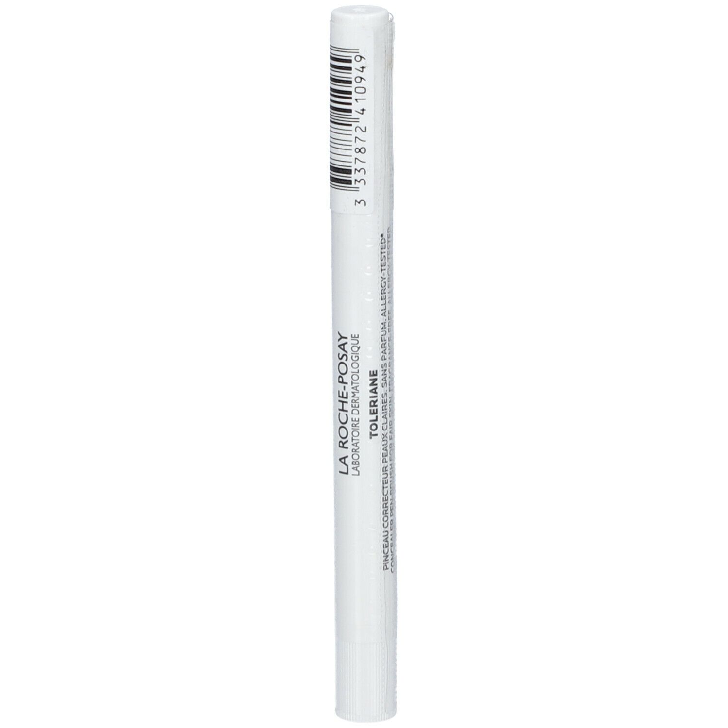 Weißer Stift mit schwarzem Barcode. Aufschrift: LA ROCHE-POSAY TOLERIANE.